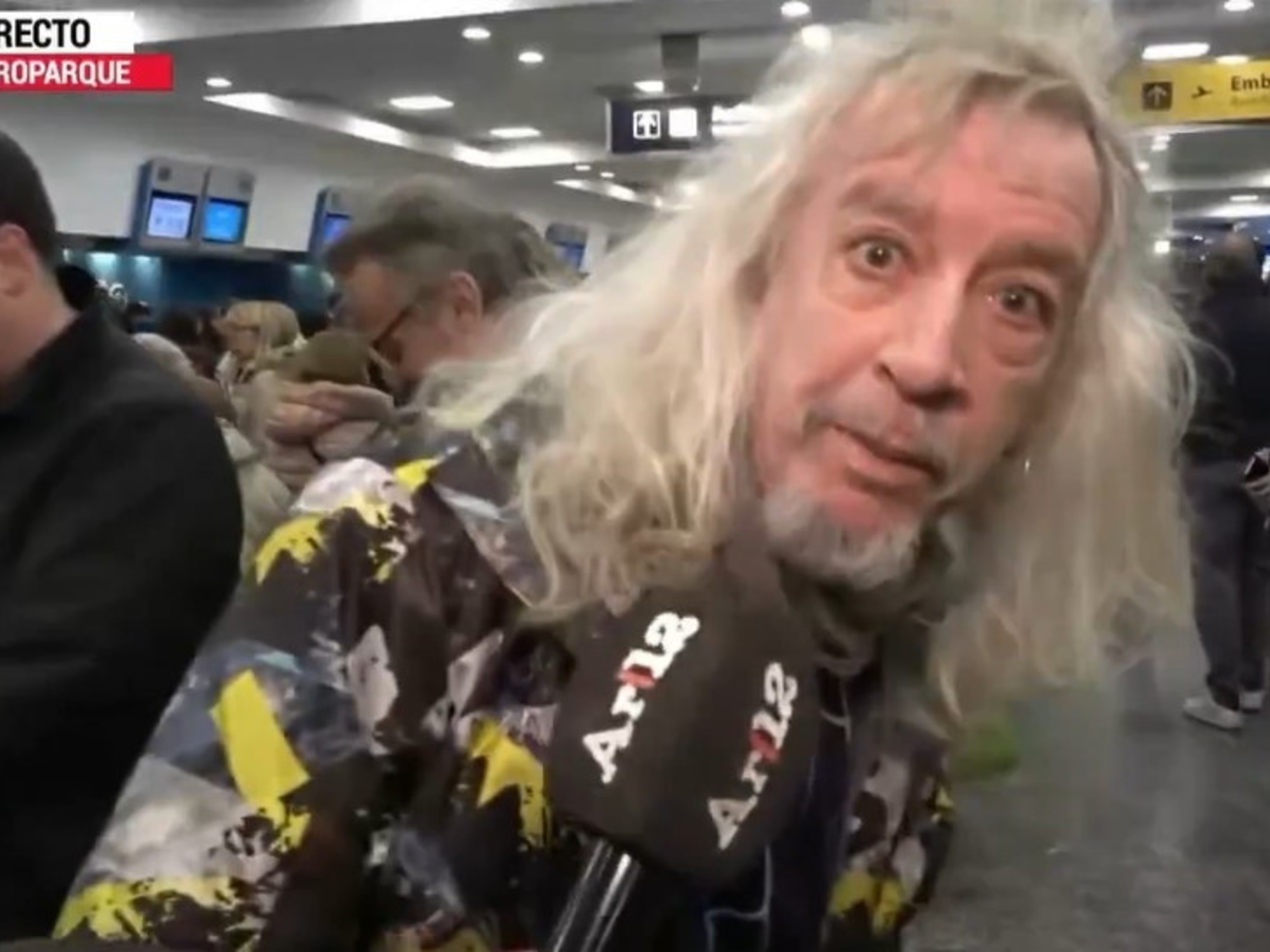 Argentine comedian Diego Capusotto seen at an airport.