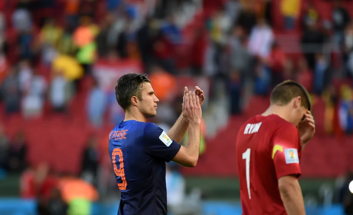 Netherlands national football team players in action during a match