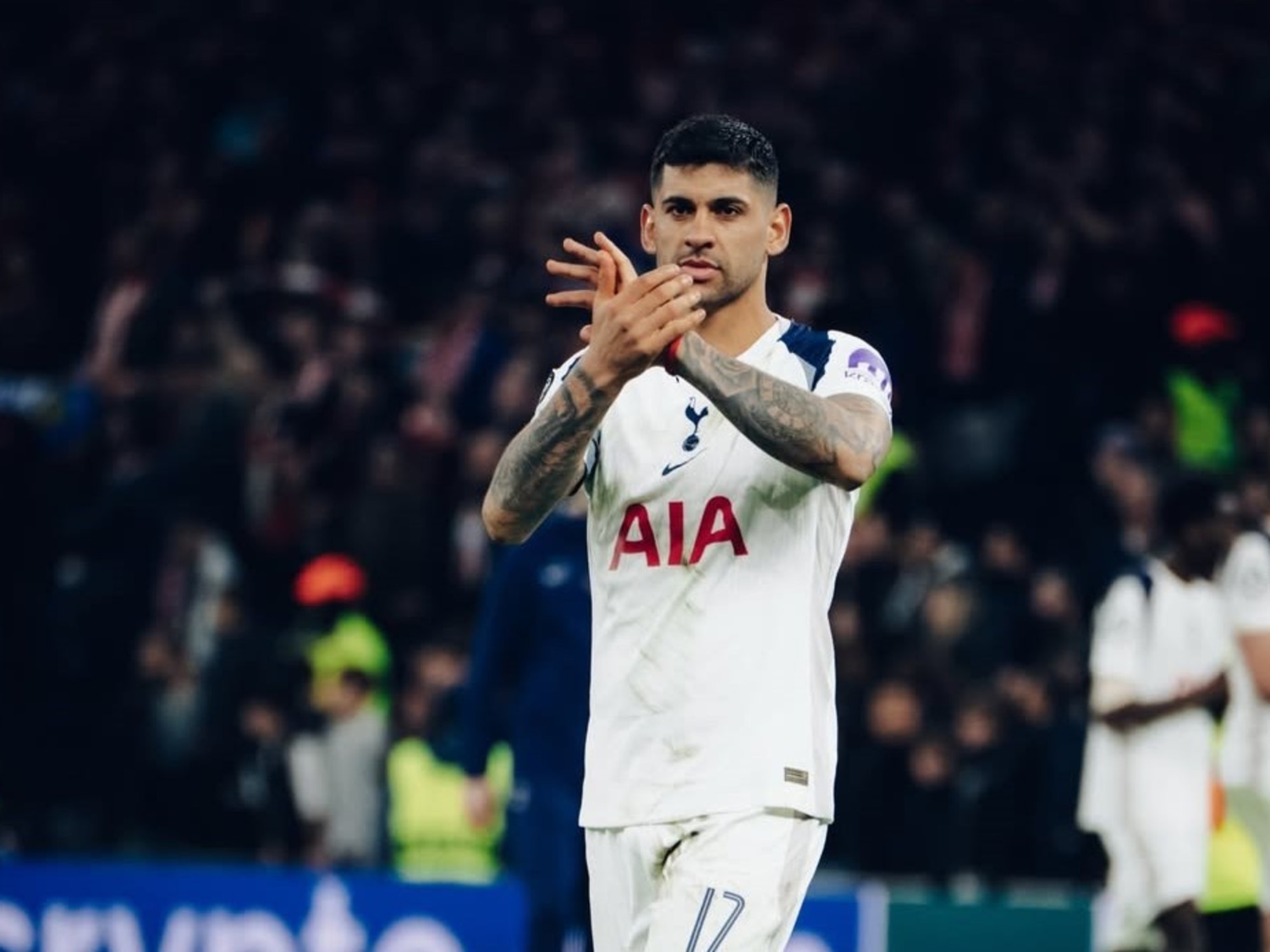 Cristian Romero training with Tottenham Hotspur