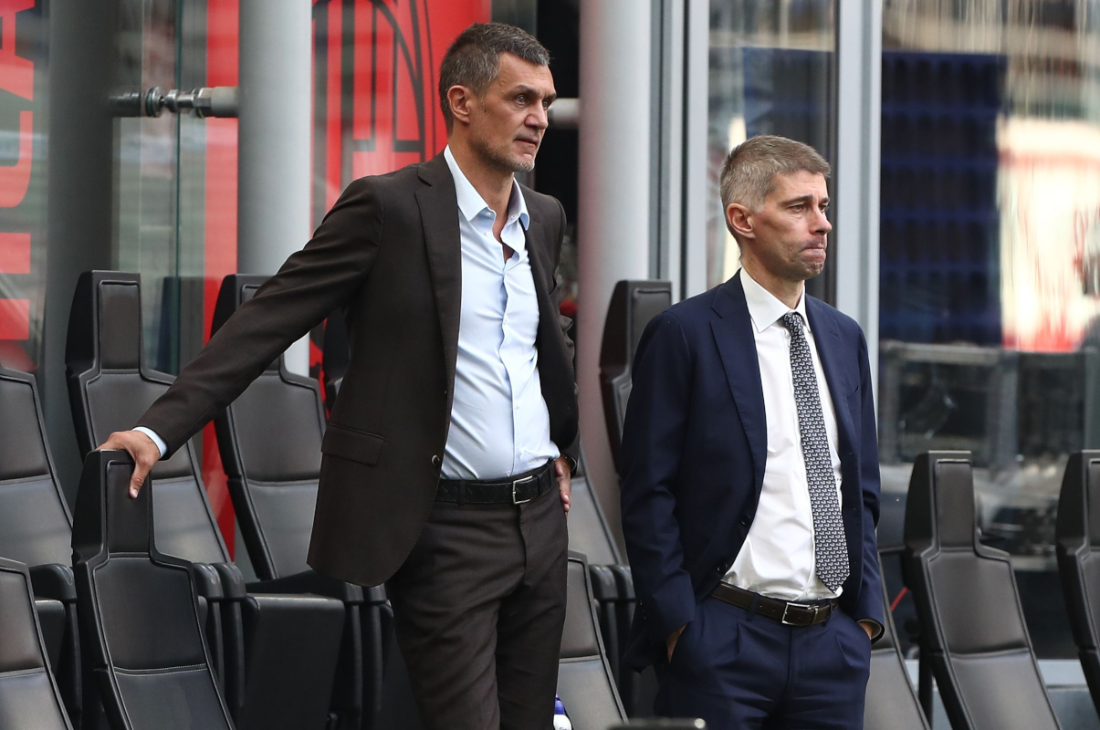 Paolo Maldini observing a match from the stands as AC Milan Technical Director