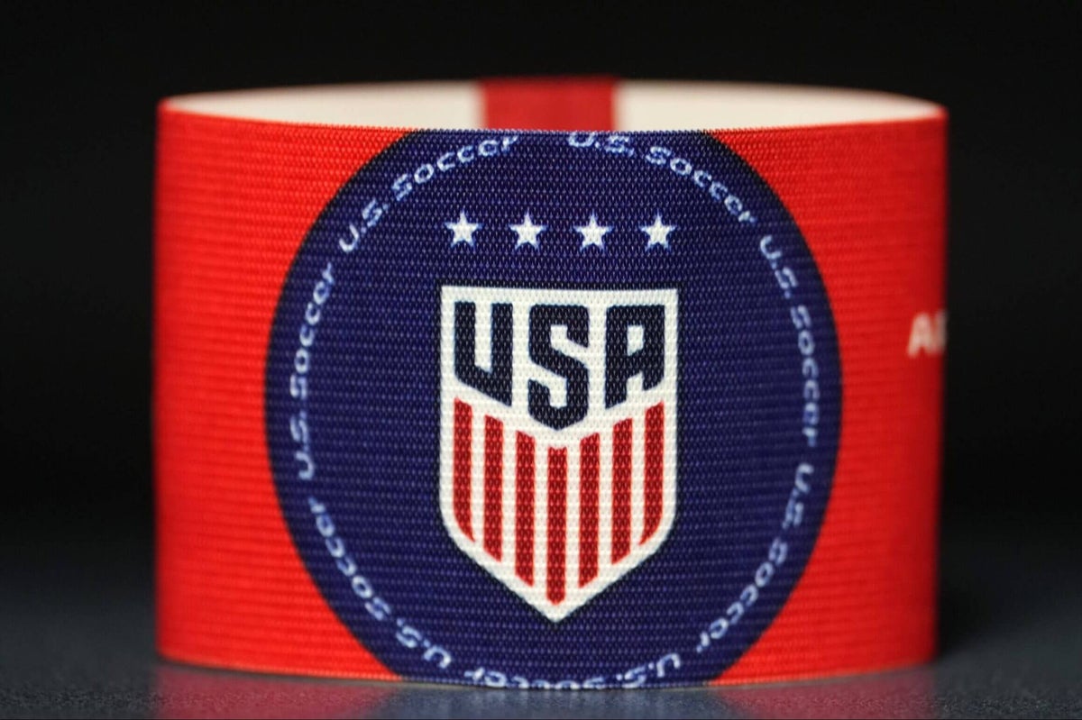 USMNT player Tim Ream wearing the captain's armband during a training session.