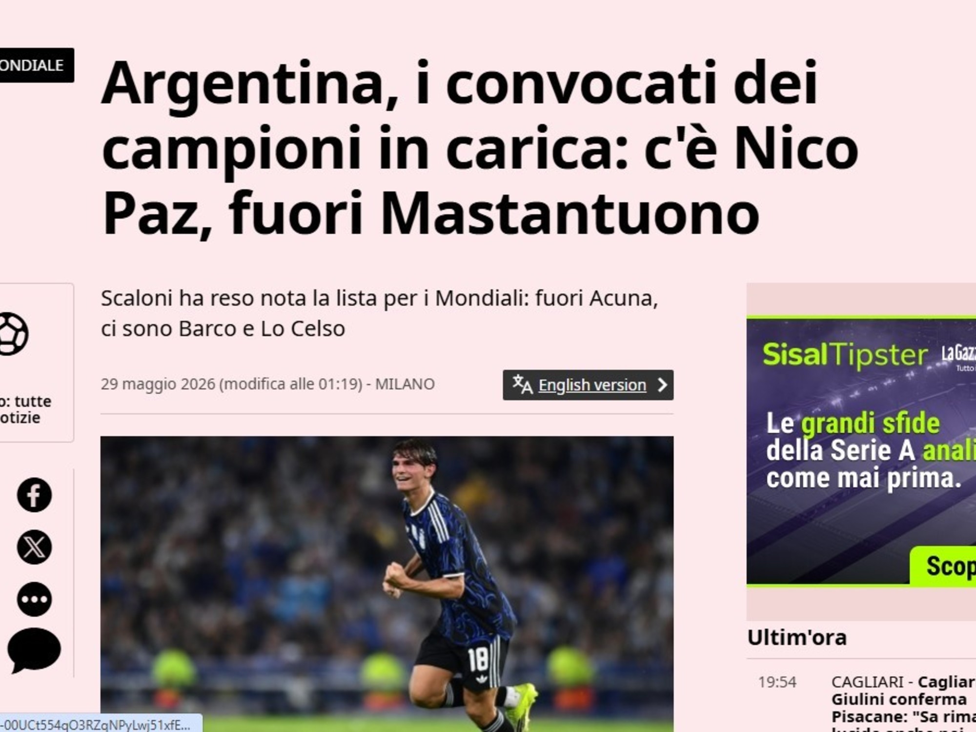 Lionel Scaloni anunciando la lista de convocados de Argentina para el Mundial 2026