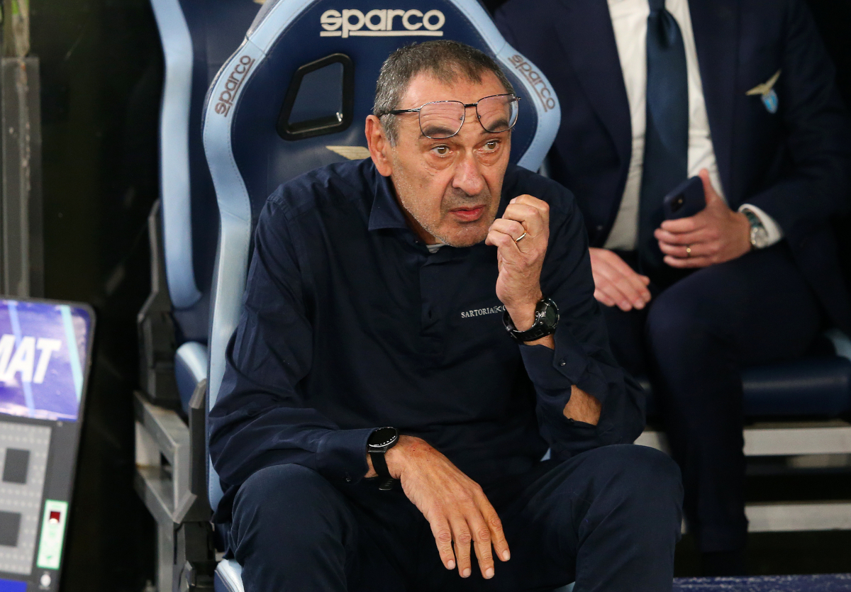 Maurizio Sarri, Head Coach of Lazio, on the touchline during a Serie A match.