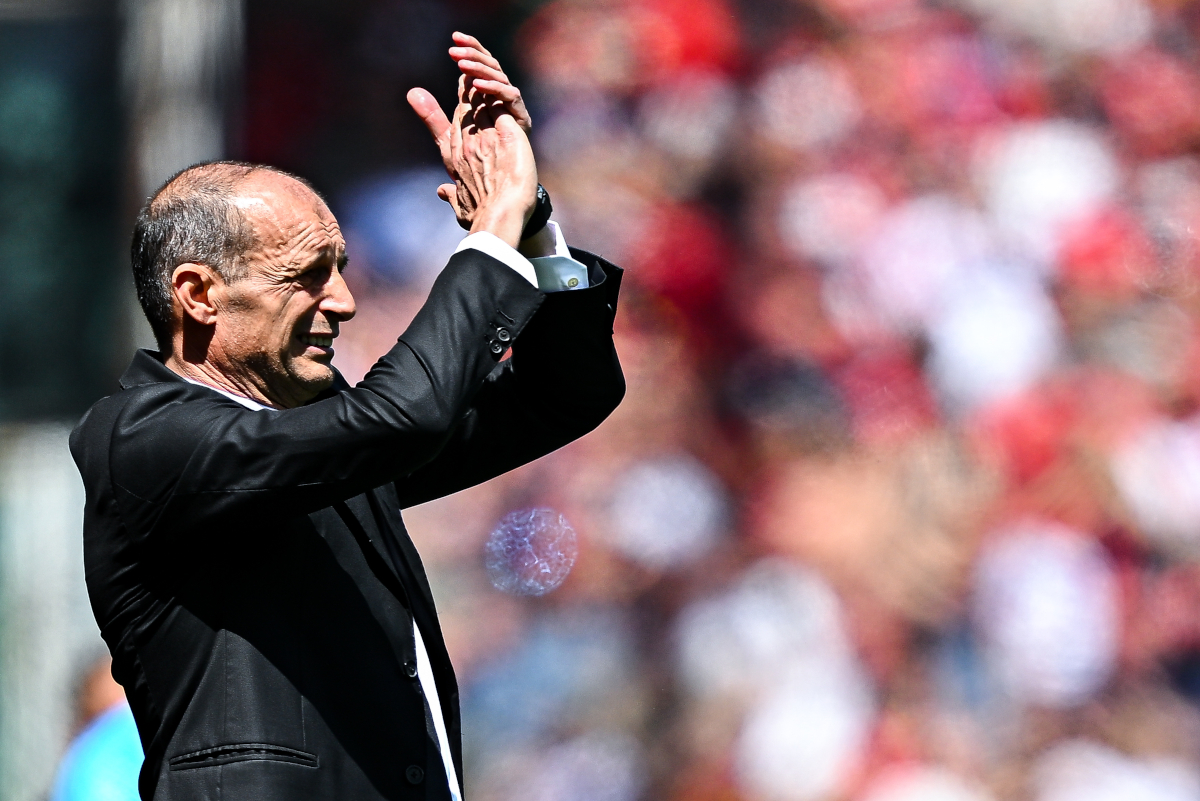 Massimiliano Allegri on the sidelines as AC Milan head coach