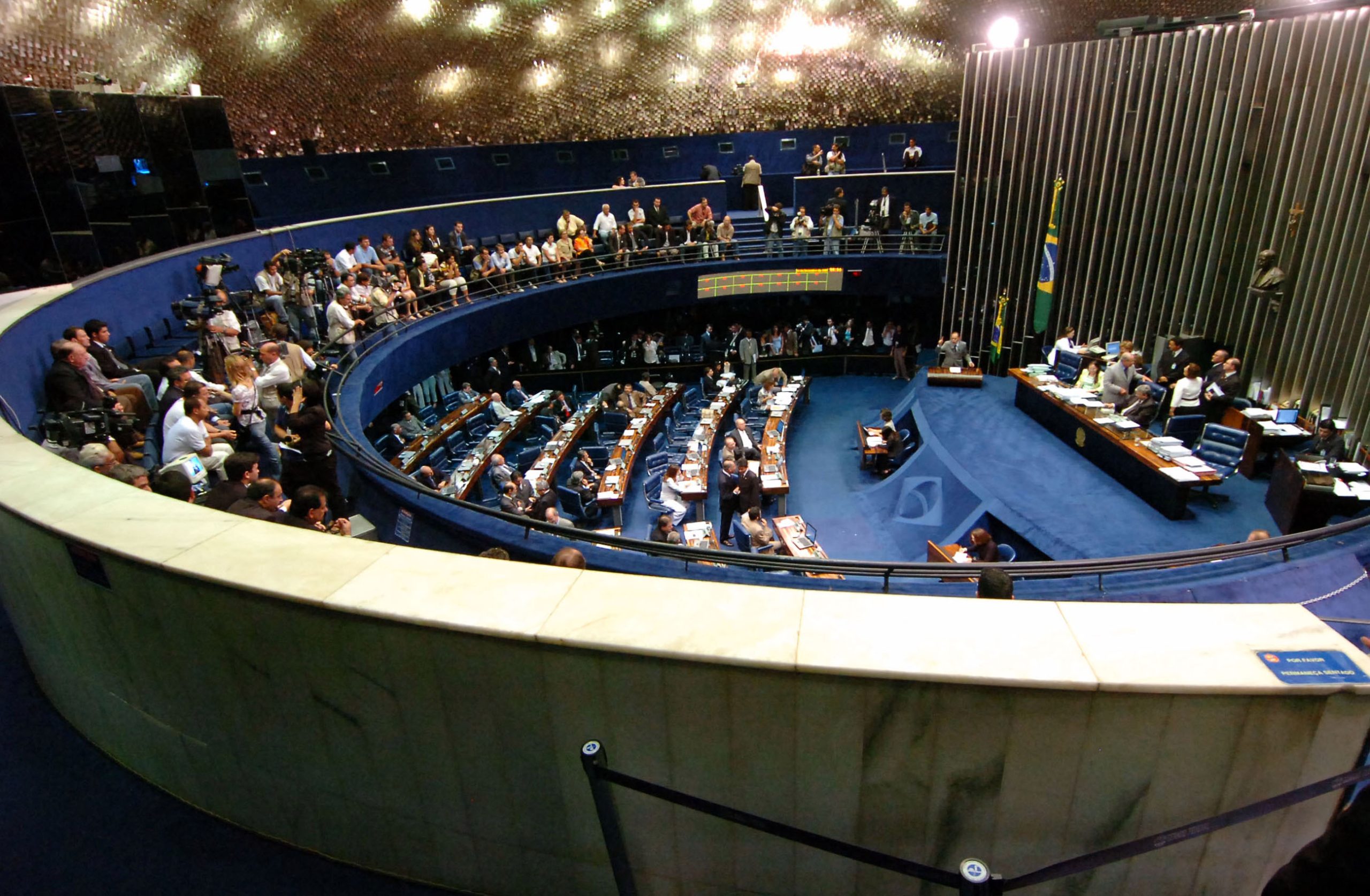 Exterior view of the Brazilian National Congress building in Brasília.