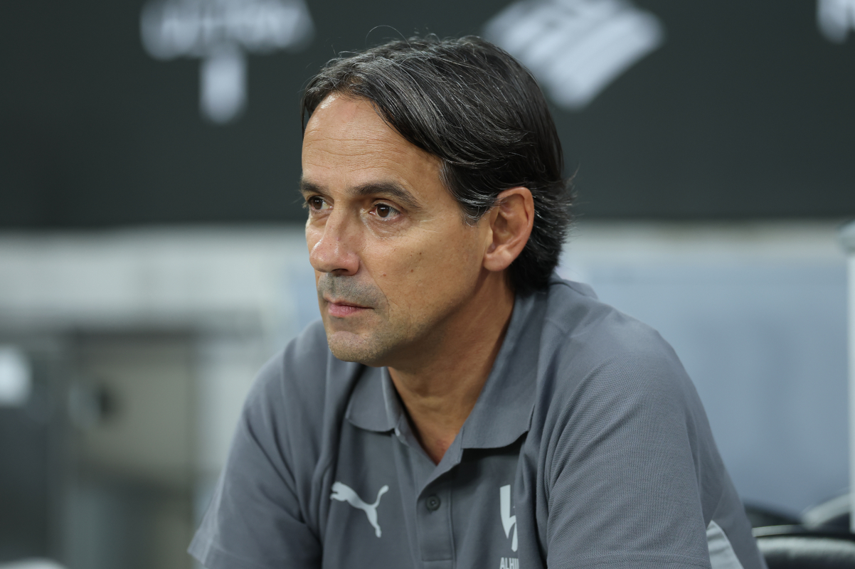 Simone Inzaghi on the sidelines as Al-Hilal manager at a football match