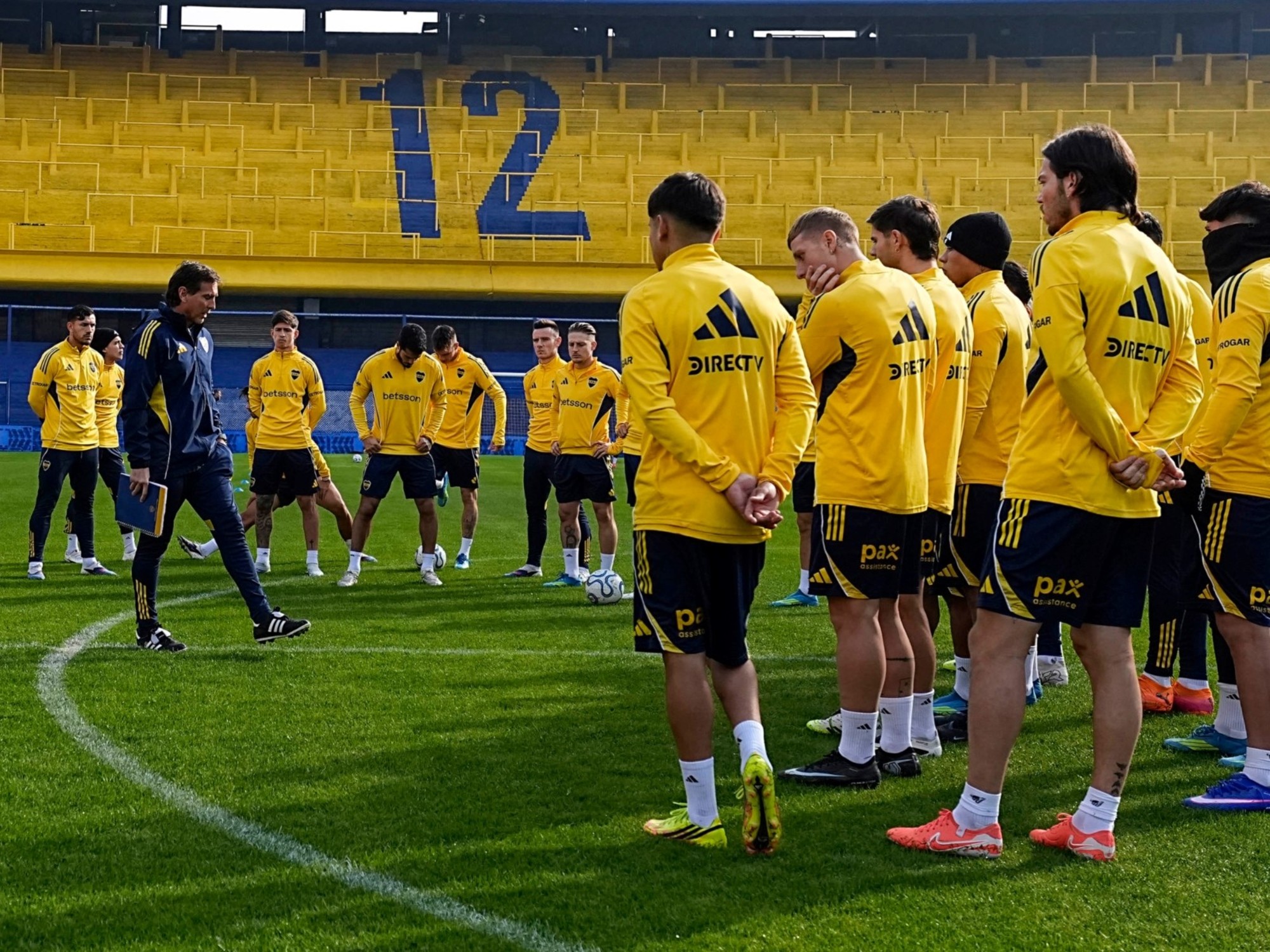 Boca Juniors players during a training session