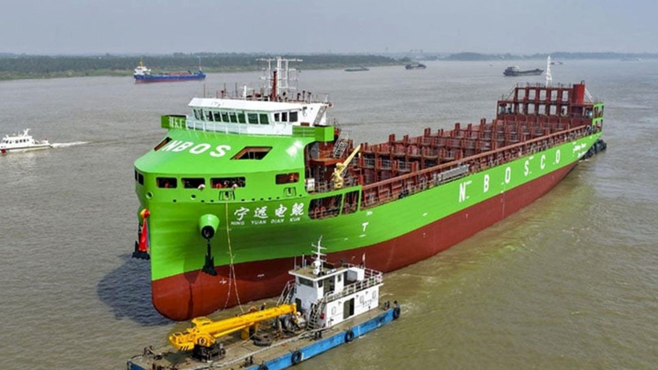 China Launches “Ning Yuan Dian Kun,” World’s Largest 100% Electric Container Ship