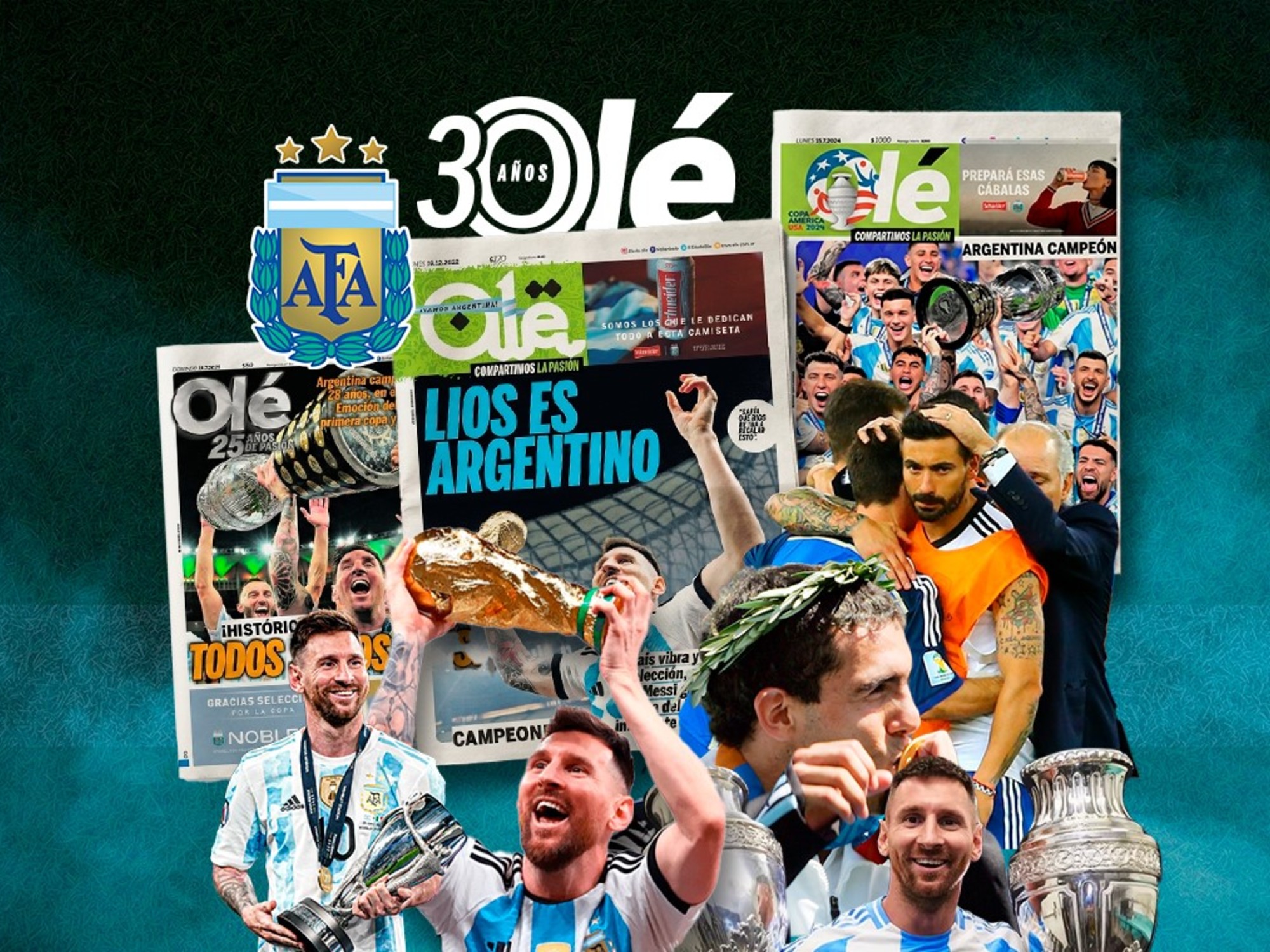 Players of the Argentina National Team celebrating their victory at the 2022 World Cup in Qatar.