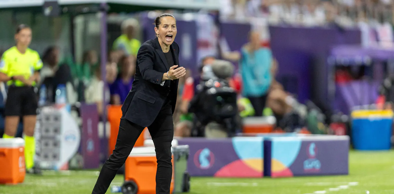 Wales' senior women's manager, Rhian Wilkinson, on the sidelines during a match