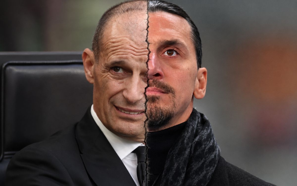 Zlatan Ibrahimovic and Massimiliano Allegri on the sidelines during an AC Milan match