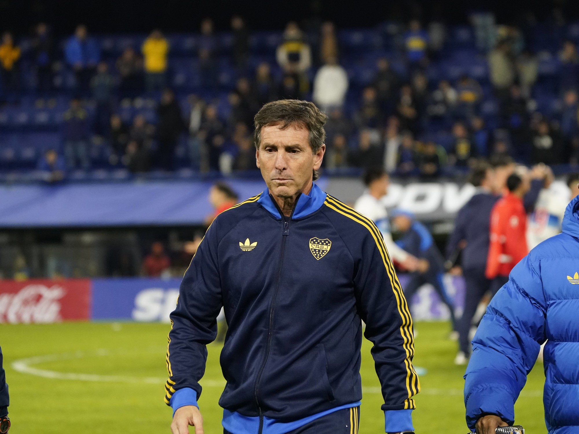 Claudio Ubeda, manager of Boca Juniors, speaking to the press.