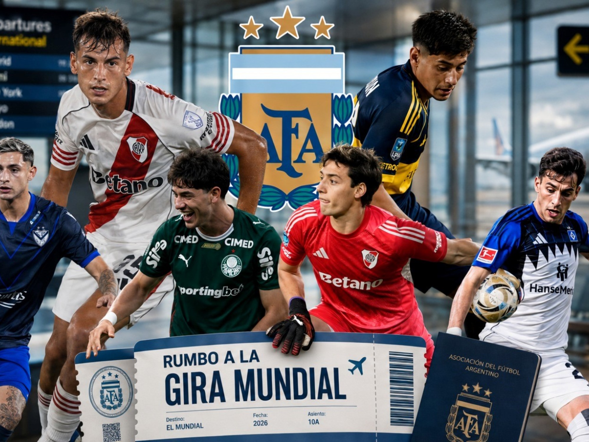 Jugadores de la Selección Argentina entrenando en el campo.