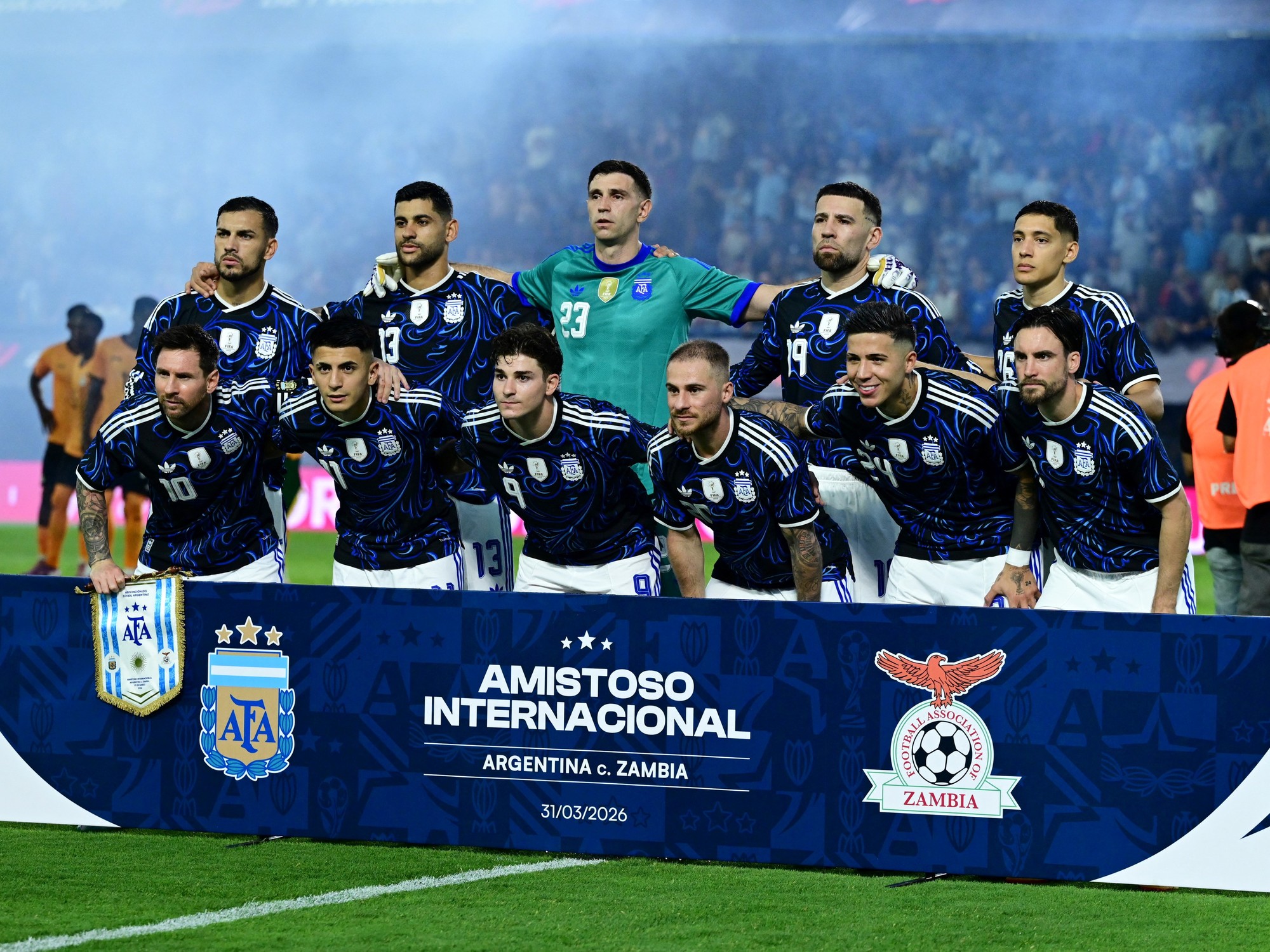 A group photo of the Argentina national football team players.