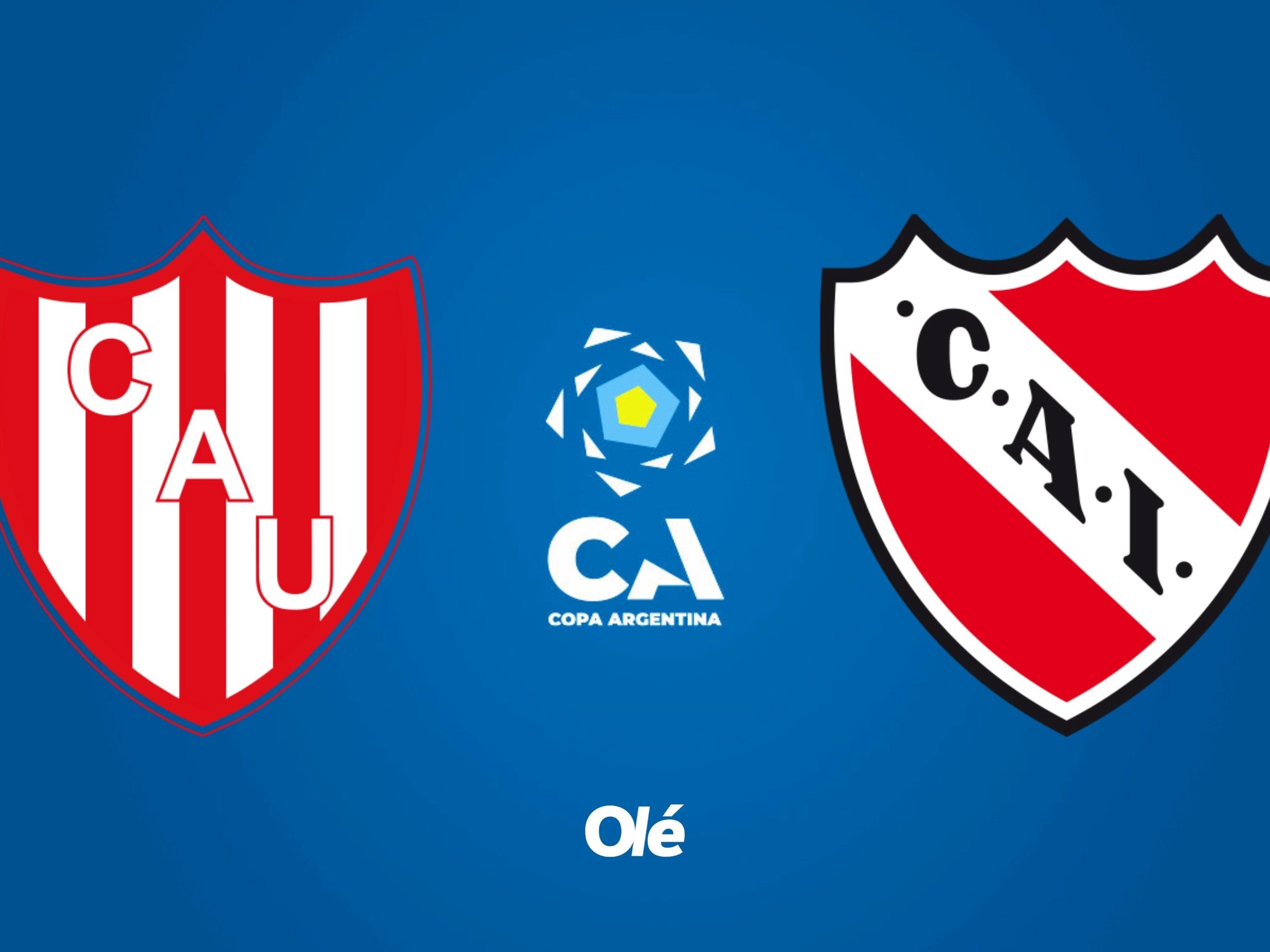 Players from Independiente and Unión in a football match.