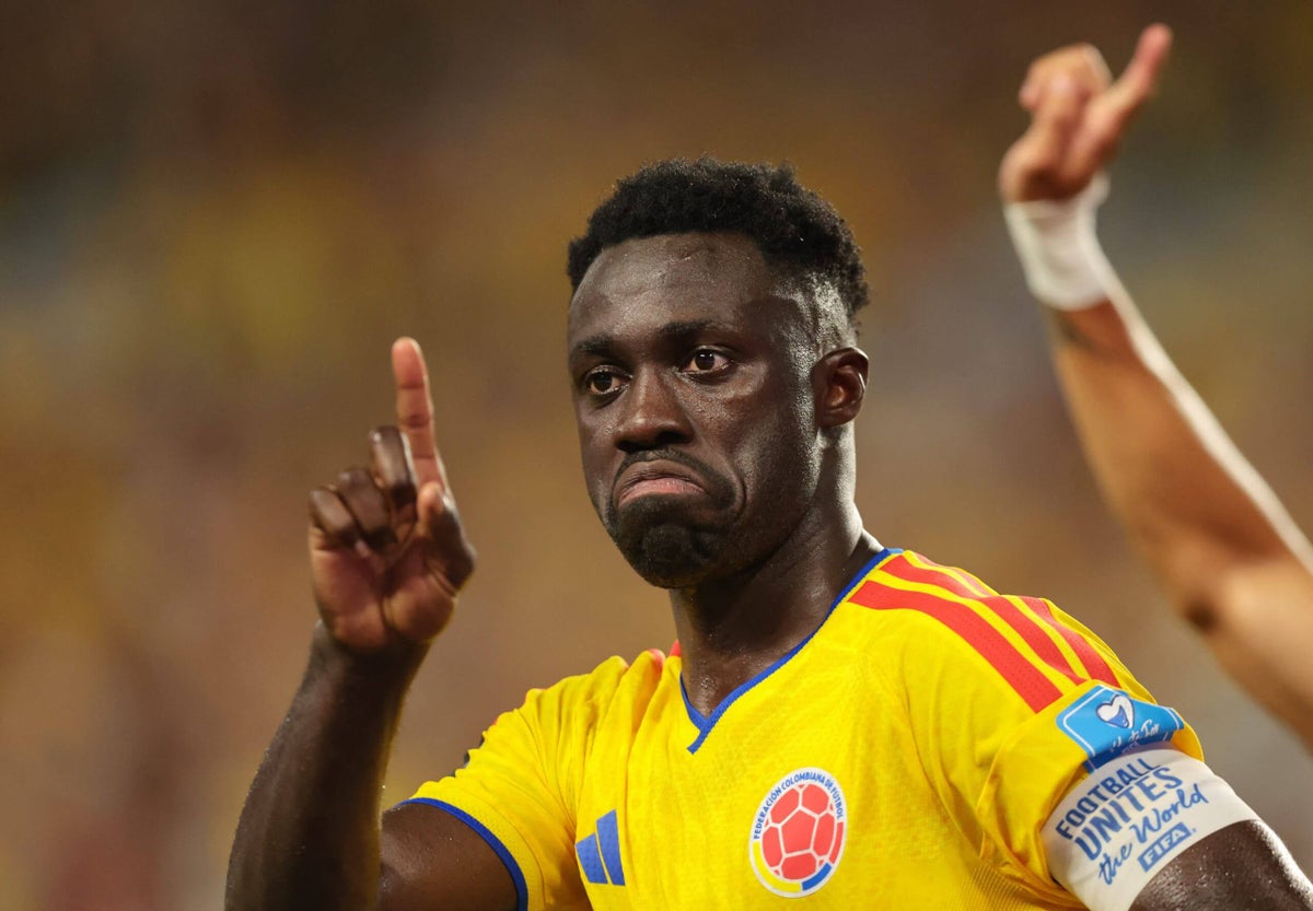 Players in action during the FIFA World Cup 2026 match between Colombia and Portugal.