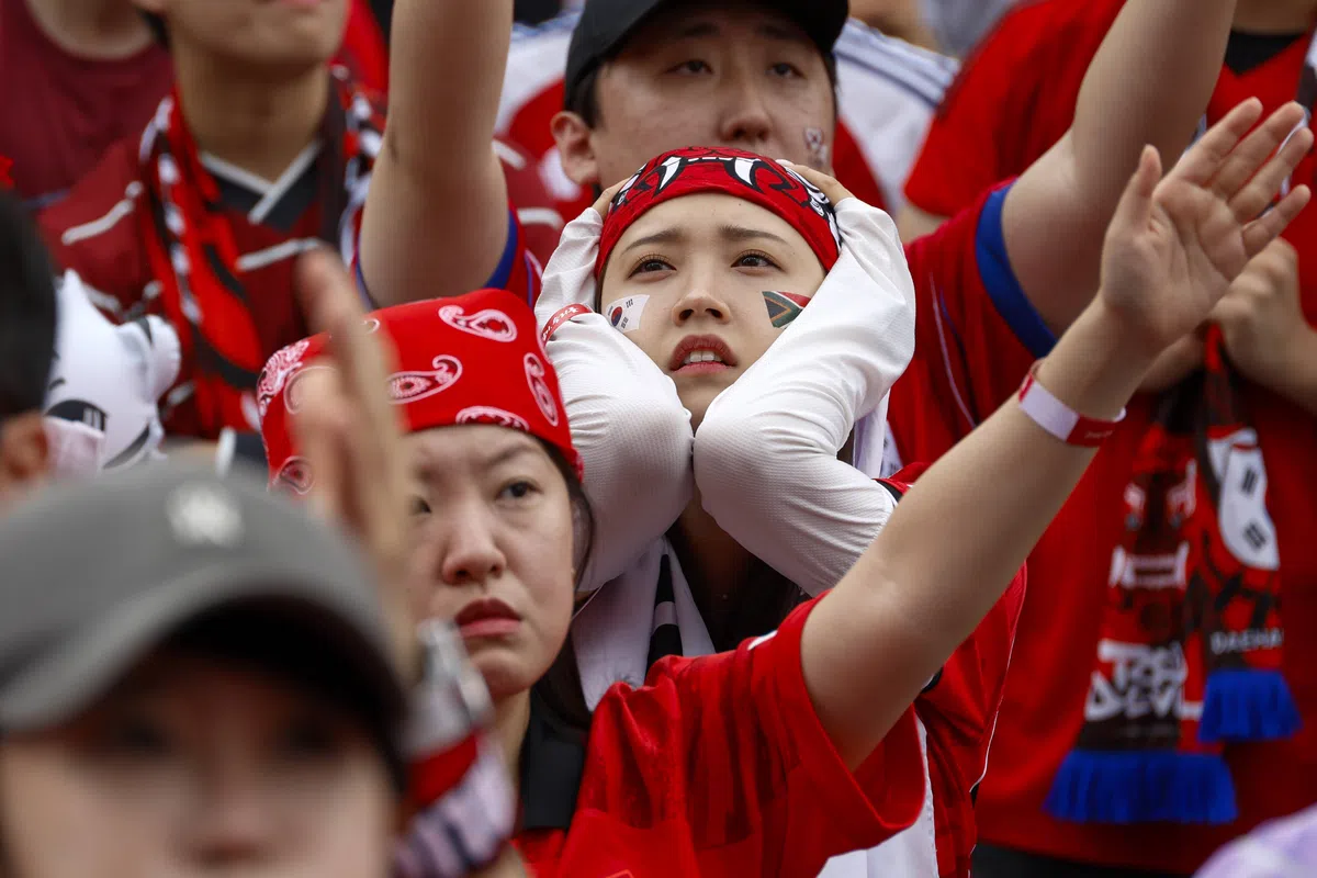 South Korea national football team players during a World Cup match
