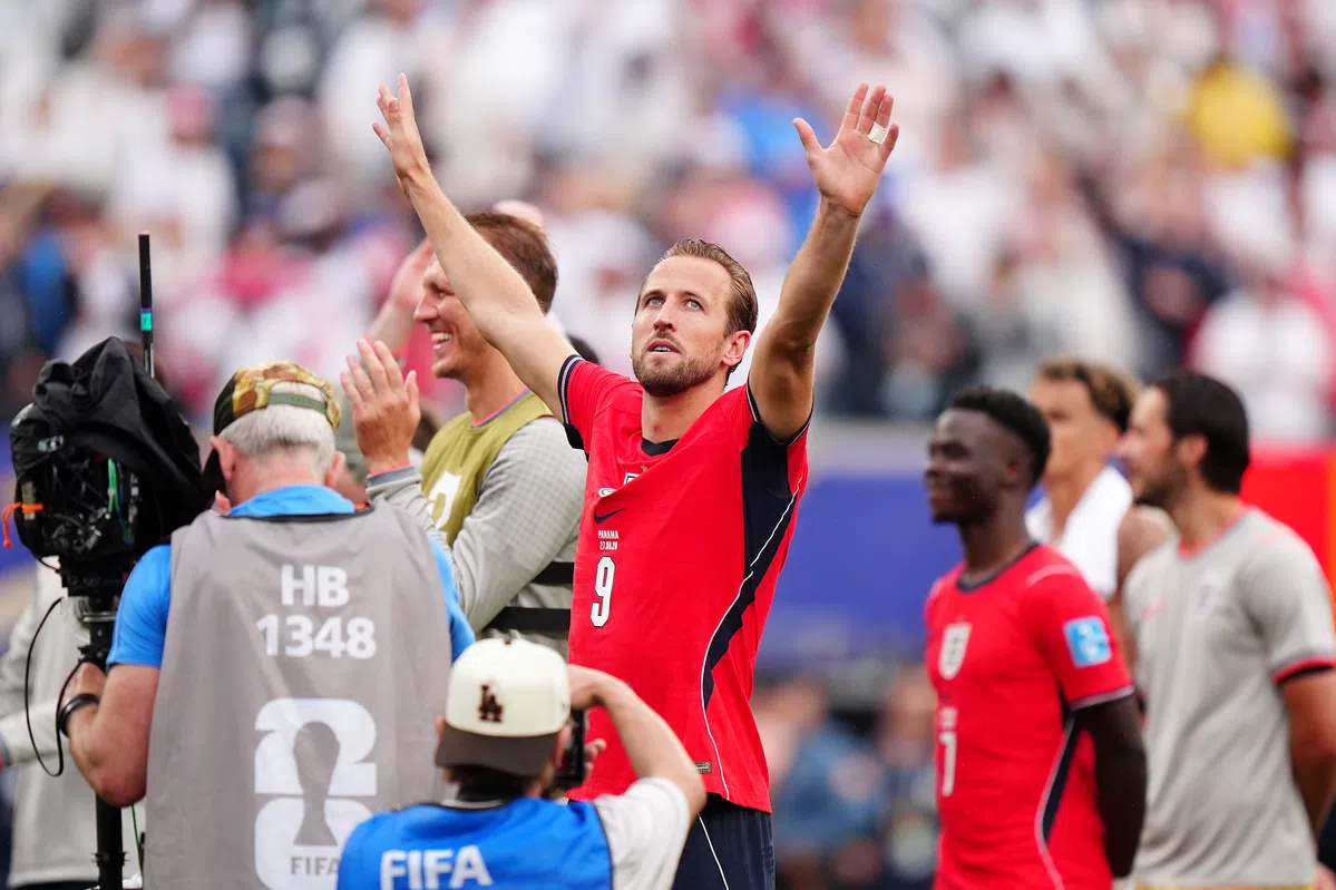 Harry Kane celebrating a goal for England during a match