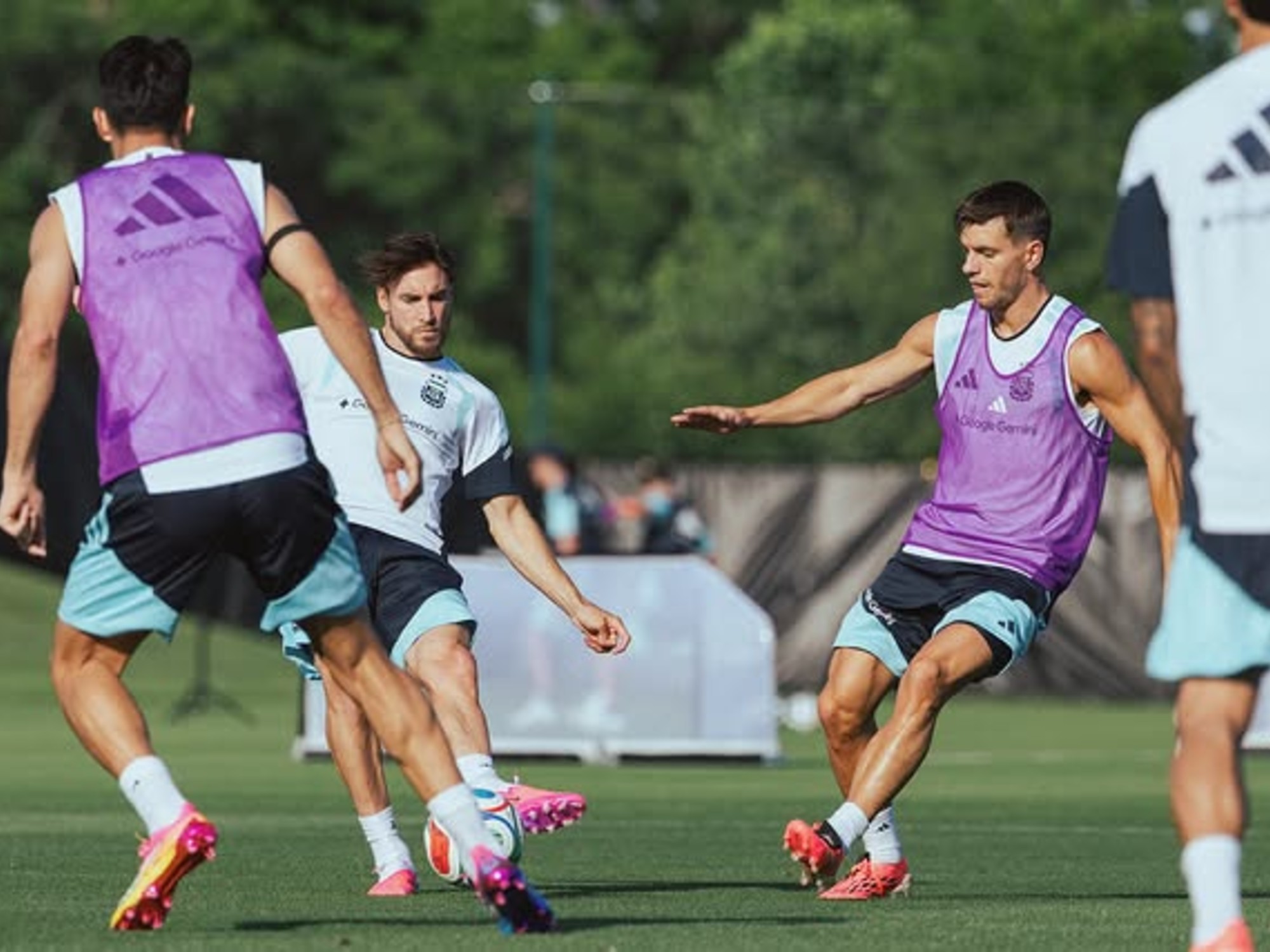 Argentina national football team players training on the field