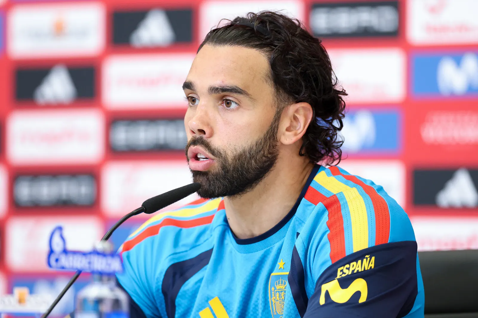 David Raya, Spain's goalkeeper, during a national team training session.