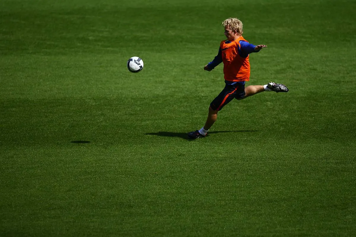 Netherlands national football team players in training gear.