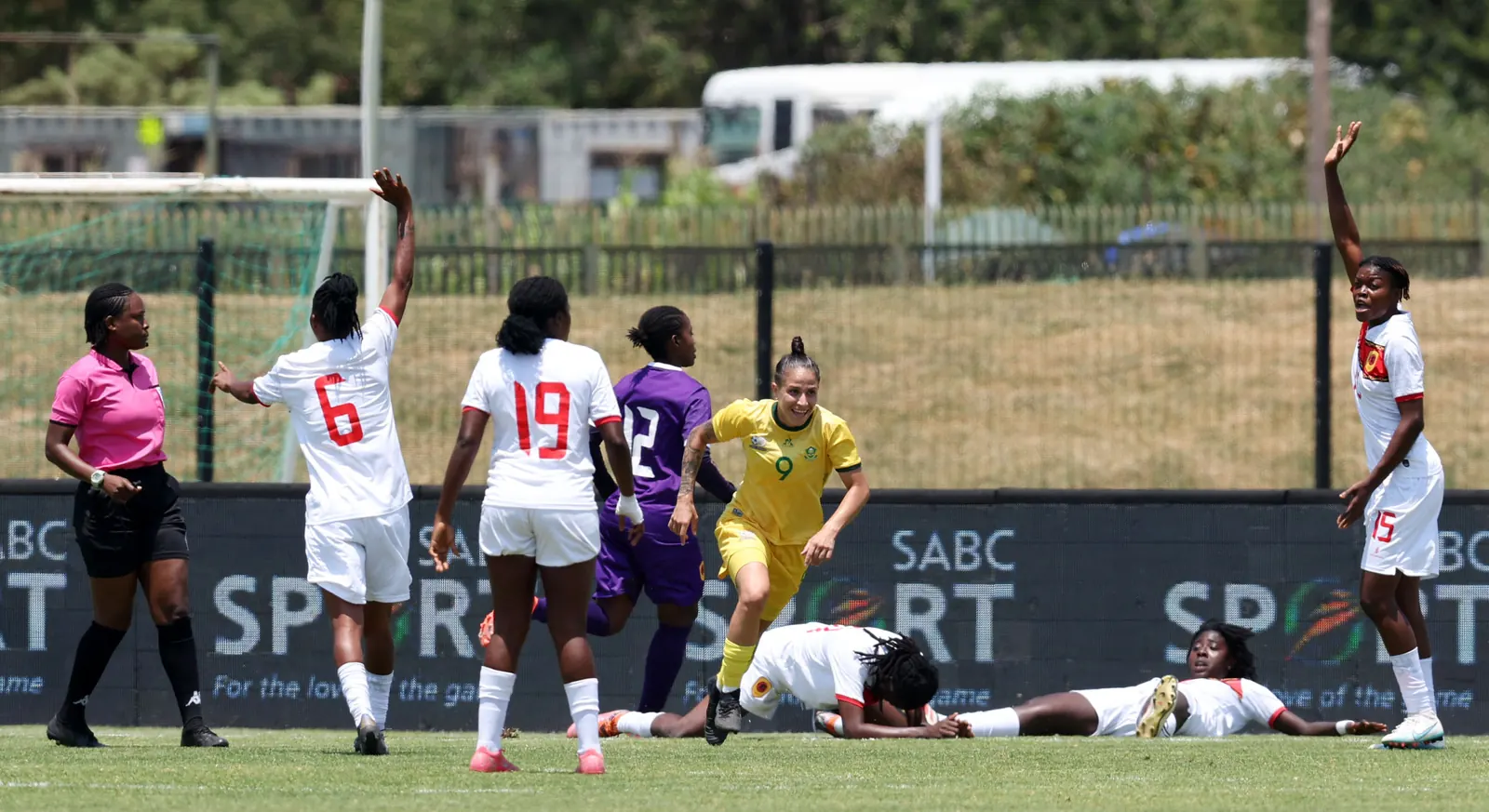 South Africa national football team players celebrating during a match