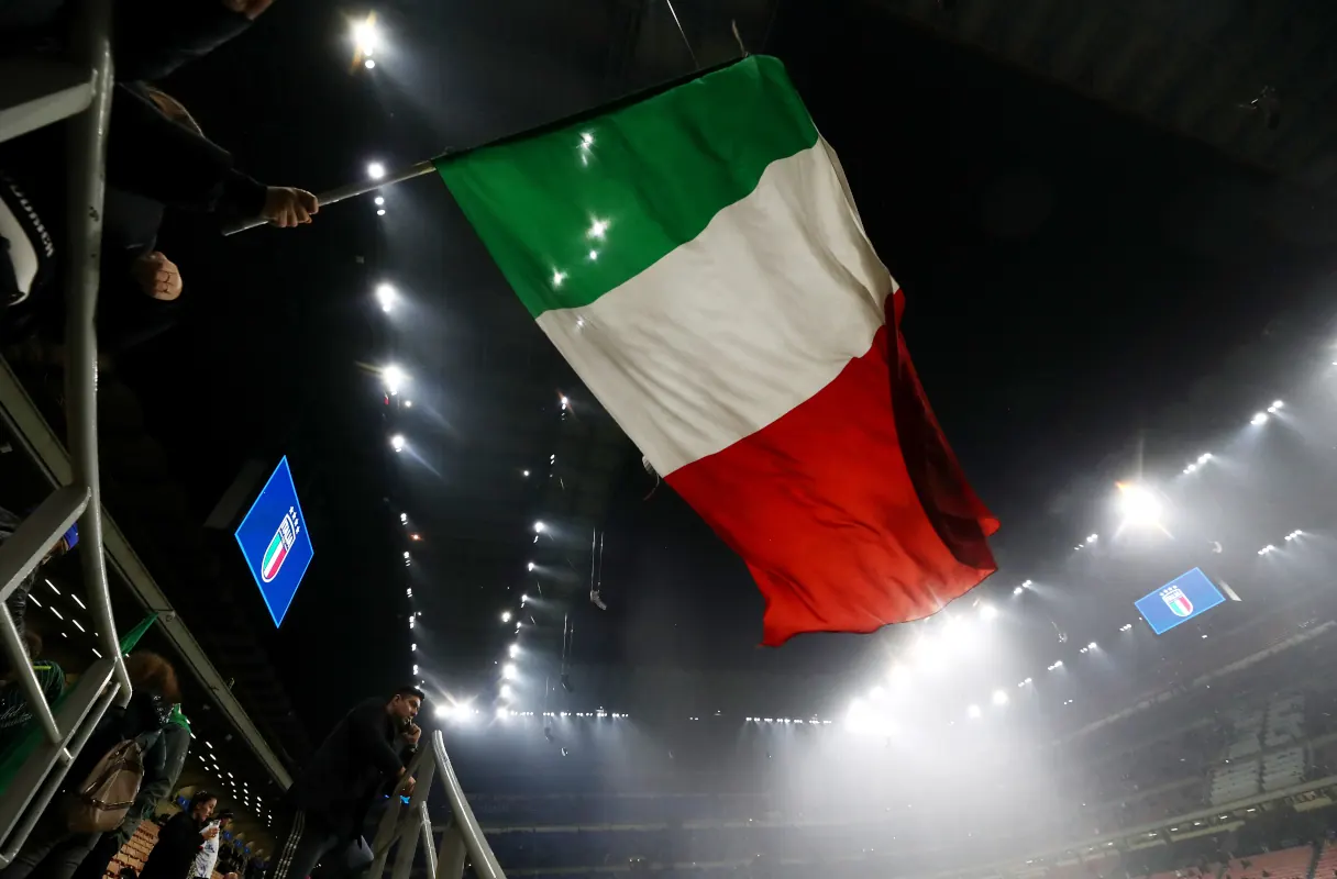 General view inside the stadium prior to the FIFA World Cup 2026 qualifier match between Italy and Norway at San Siro Stadium.
