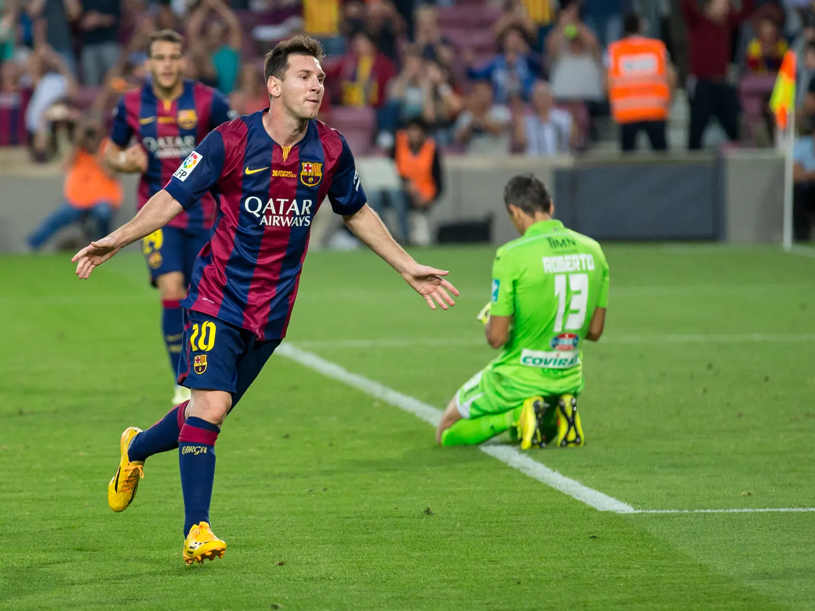 Lionel Messi celebrates a goal during a FIFA World Cup 2026 match.