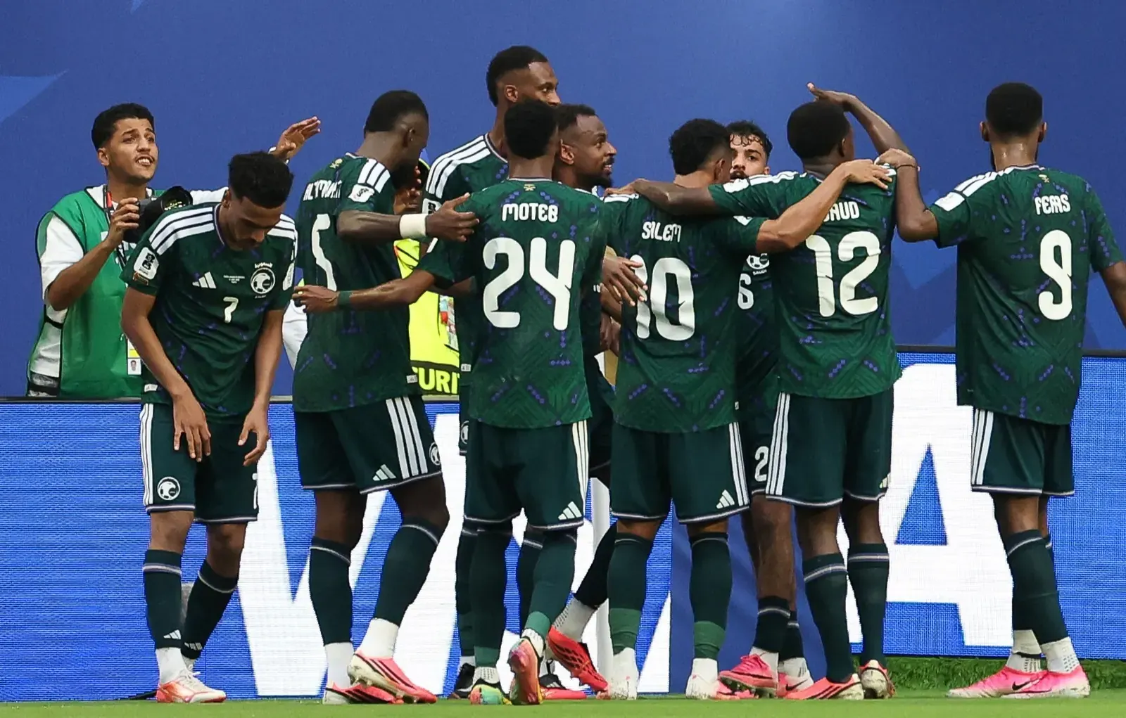 A graphic representing the FIFA World Cup 2026 with team logos for Saudi Arabia and Cabo Verde.