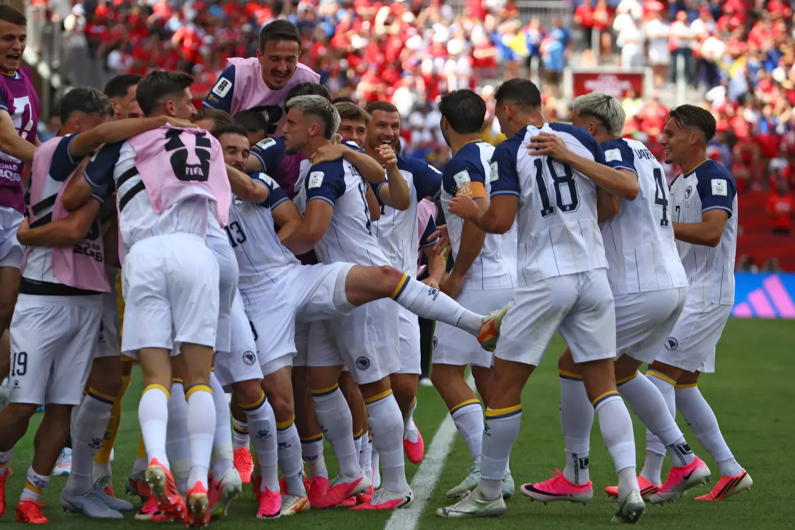 Bosnia-Herzegovina national football team players in action