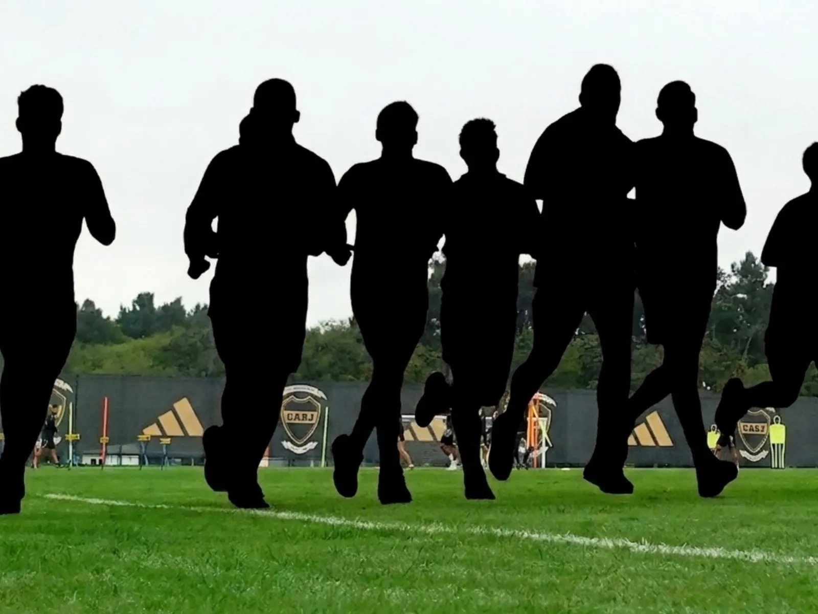 Players training at the Boca Juniors training complex in Ezeiza.