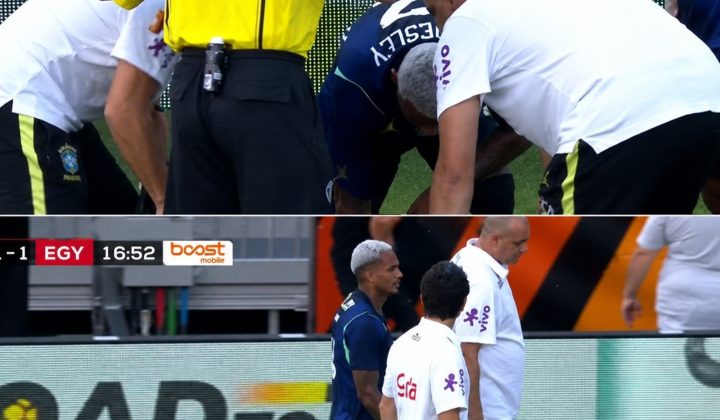 Wesley de Brasil sufre lesión en amistoso contra Egipto, genera preocupación