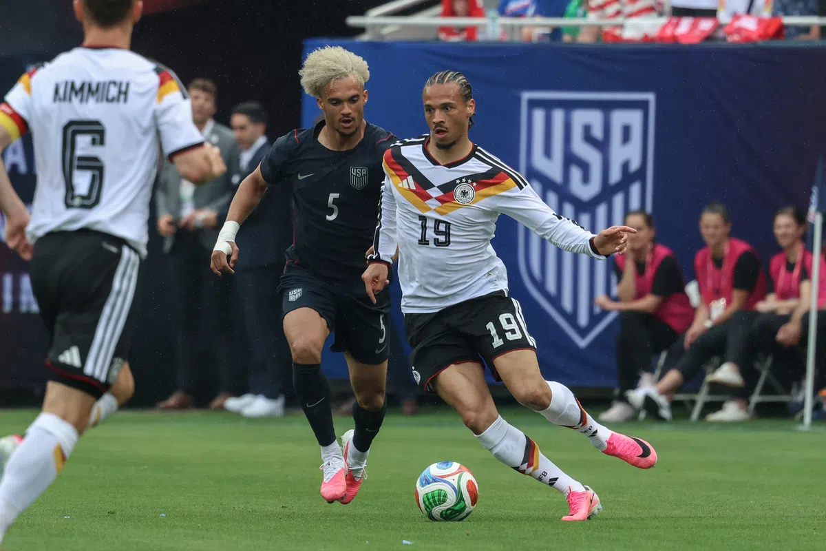 Leroy Sané in action for the German national football team.