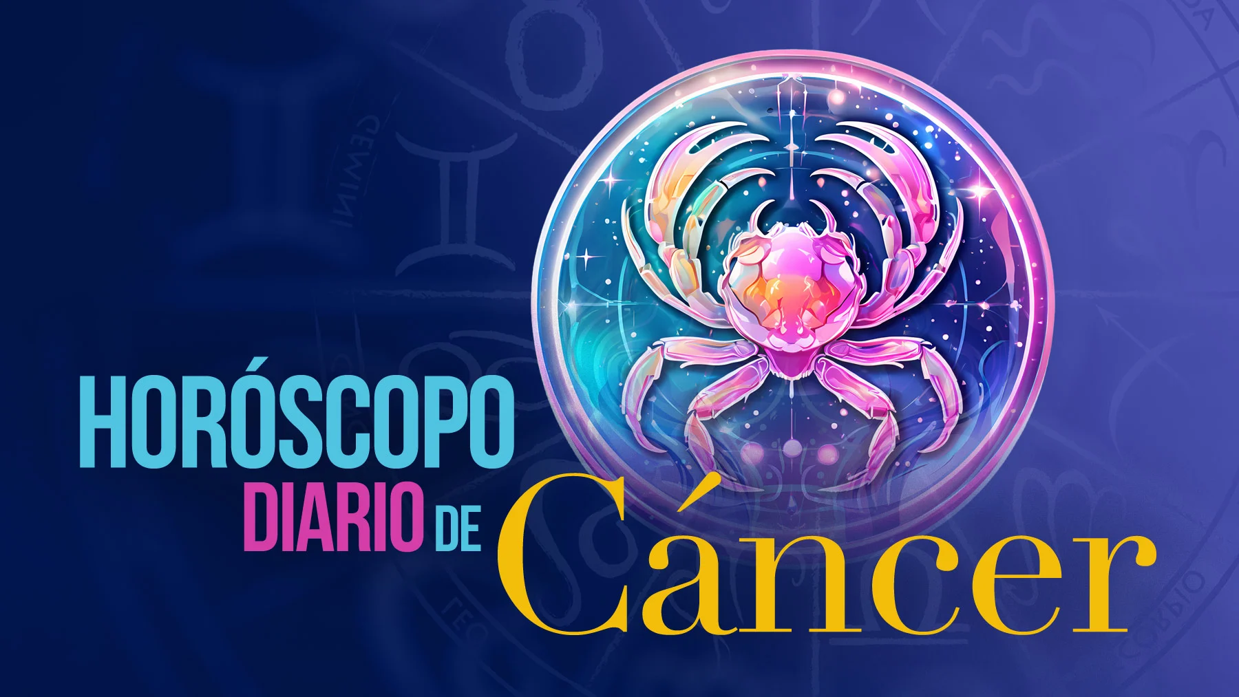 Símbolo del signo zodiacal Cáncer con un fondo astrológico.
