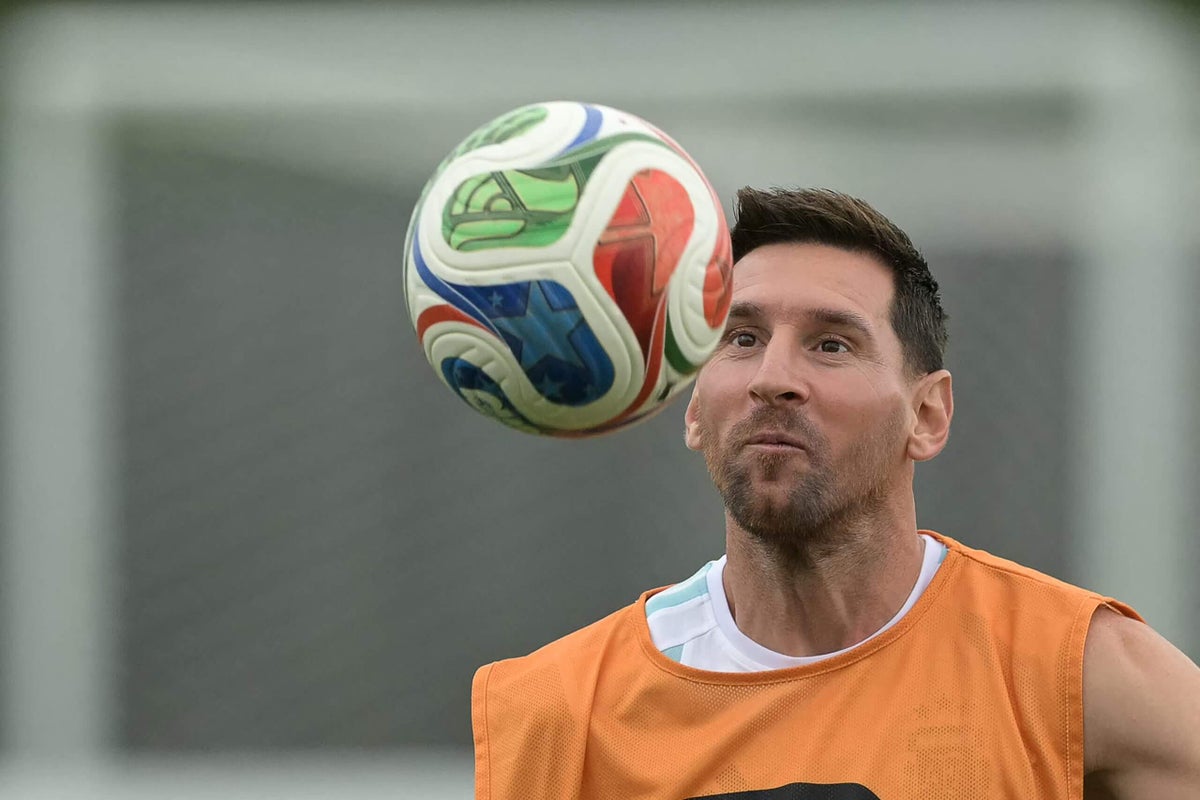 Lionel Messi, Argentina's star player, is seen in his national team jersey.