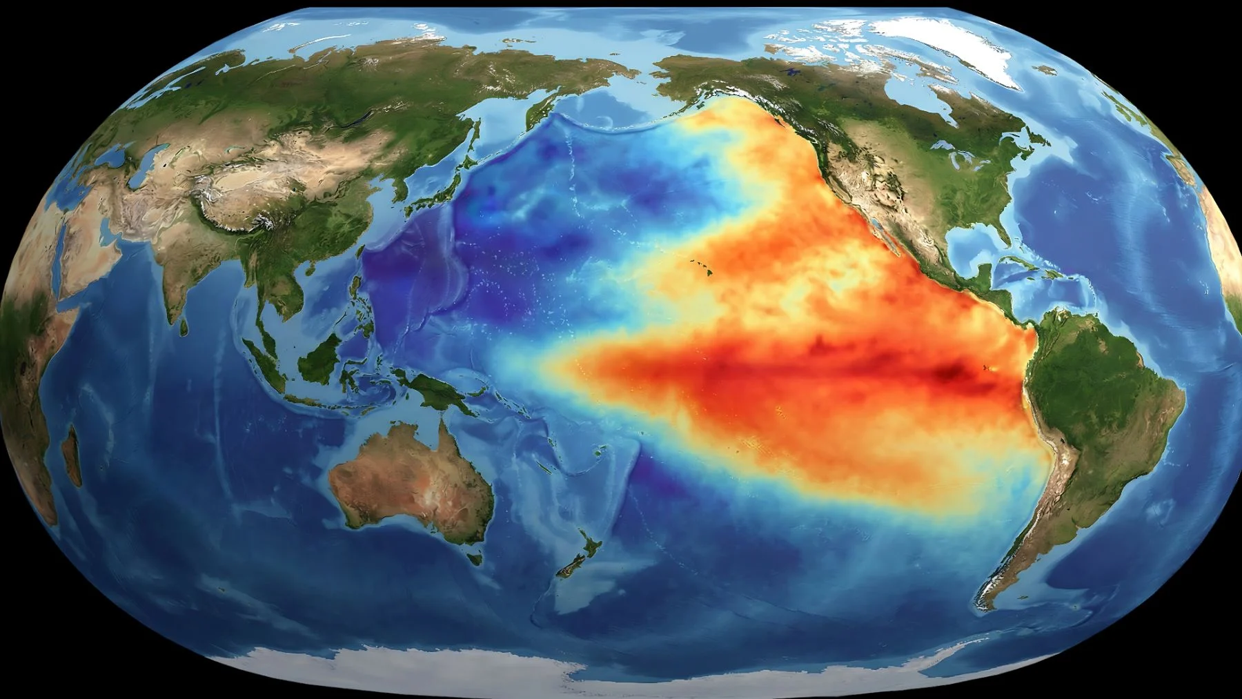 Científicos analizando datos climáticos en un laboratorio, representando la investigación sobre La Niña.