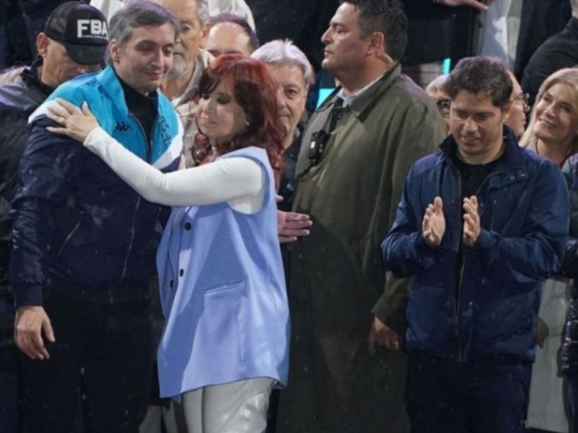 Máximo Kirchner, a prominent Argentine politician, addressing a crowd at a political event.