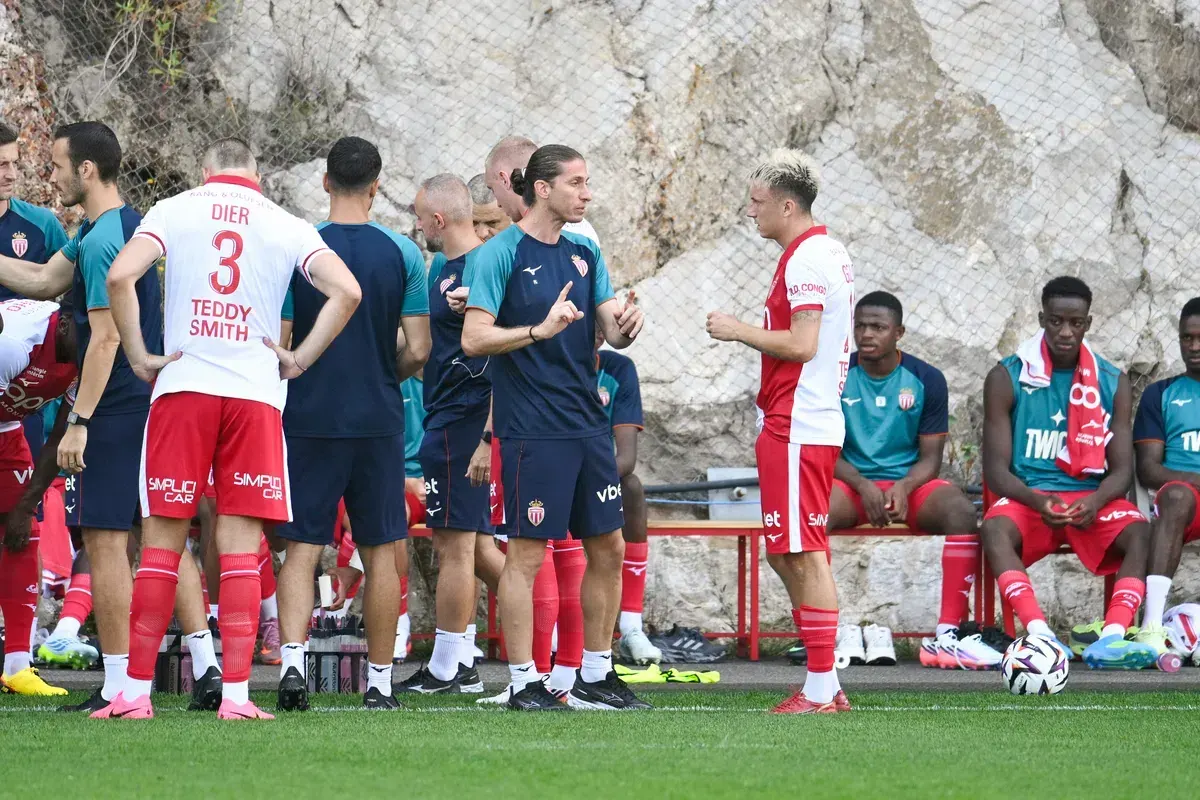 AS Monaco players training at the Stade Louis II during the summer transfer window 2026
