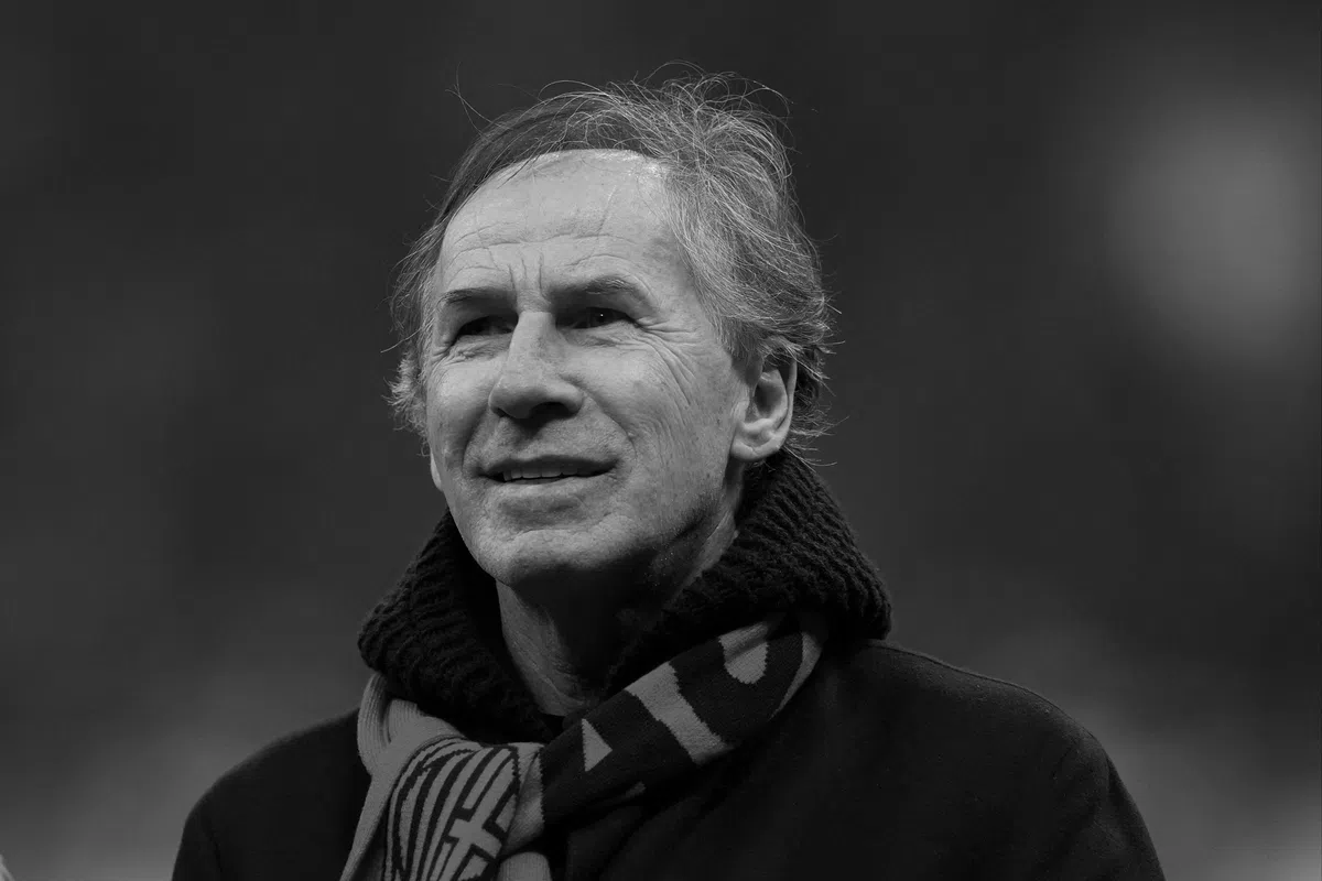 Franco Baresi, legendary AC Milan and Italy defender, in his iconic red and black shirt