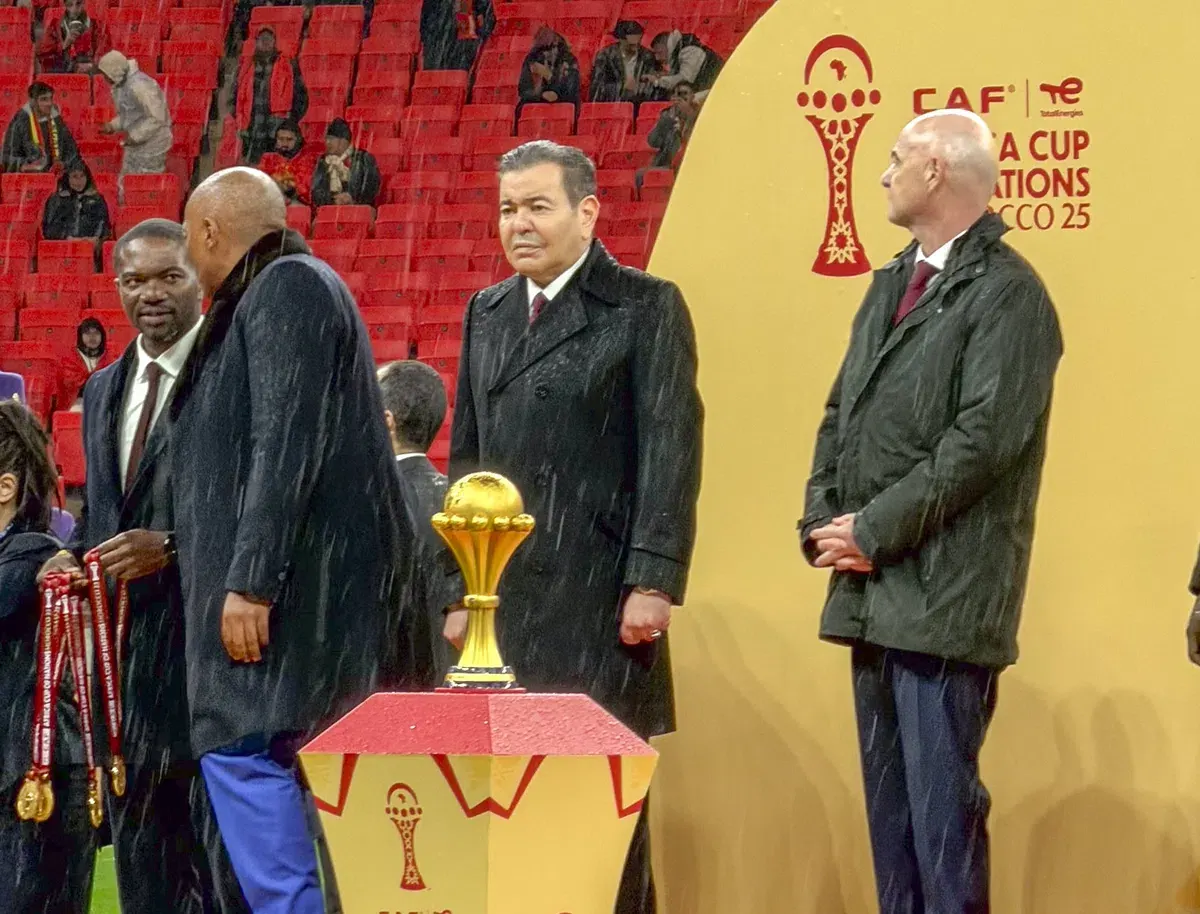 Senegal football players during the 2025 Africa Cup of Nations final against Morocco