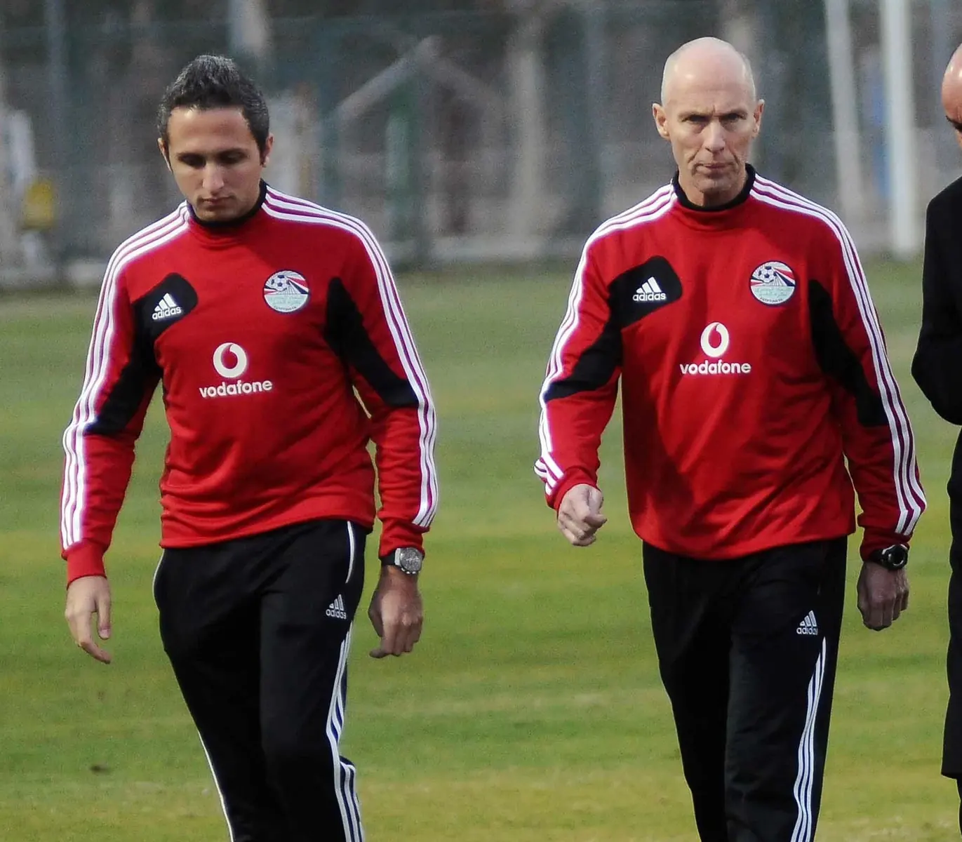 Coach Hossam Hassan of the Egypt national football team during a training session.
