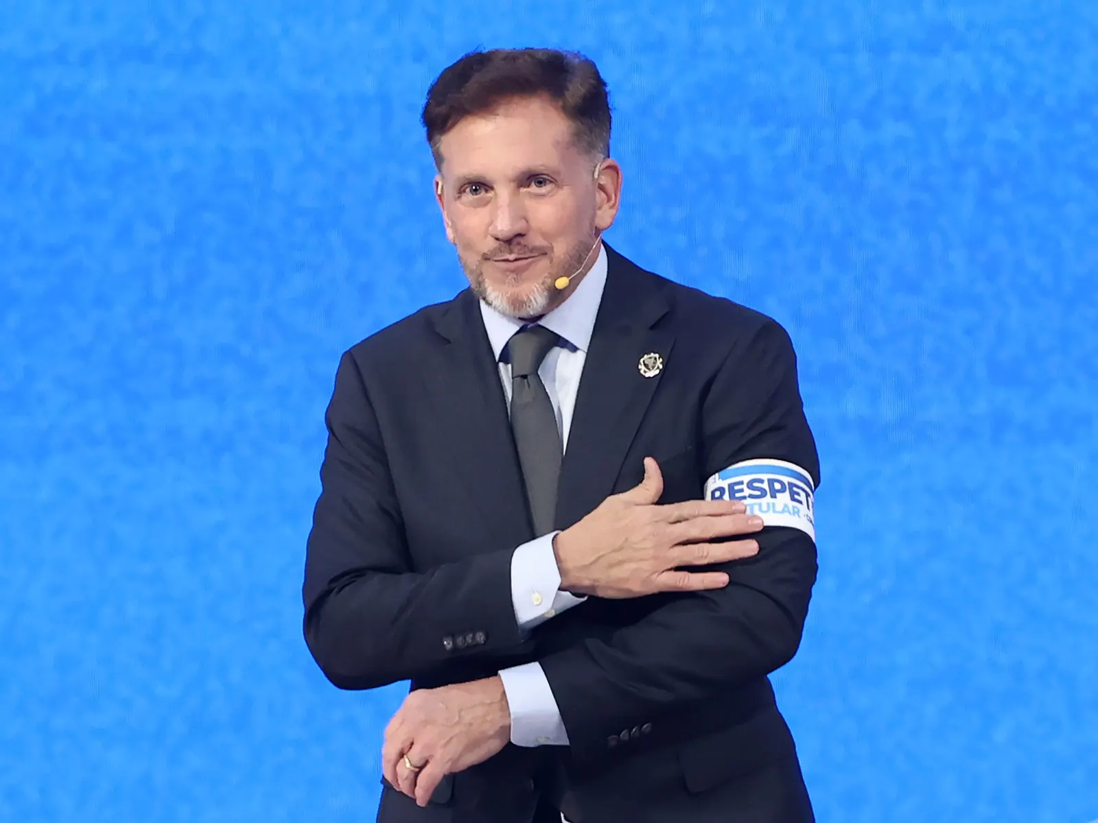 Alejandro Domínguez, president of CONMEBOL, addressing a crowd.