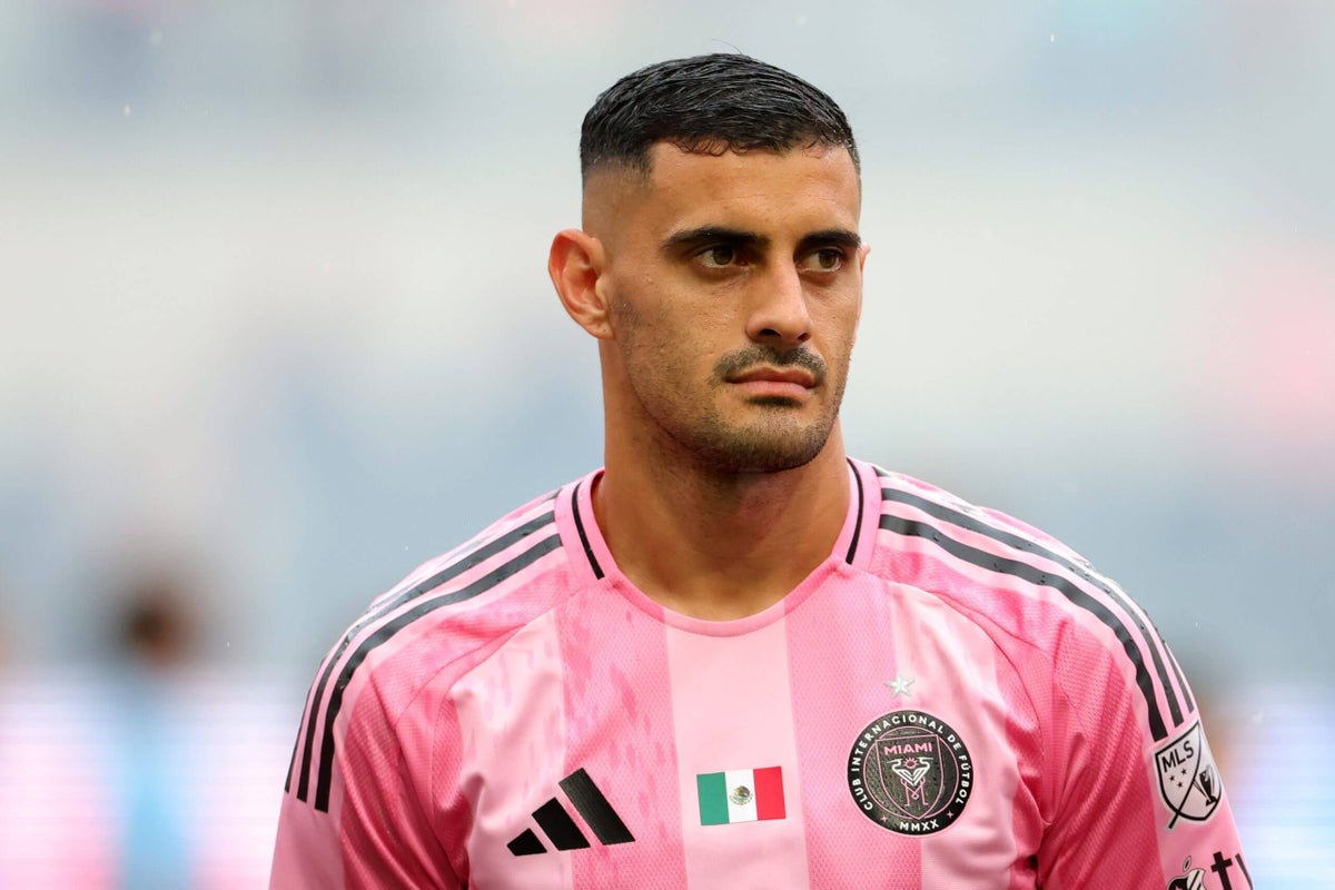 German Berterame of Inter Miami receives medical attention after a head collision during an MLS match against Montreal.