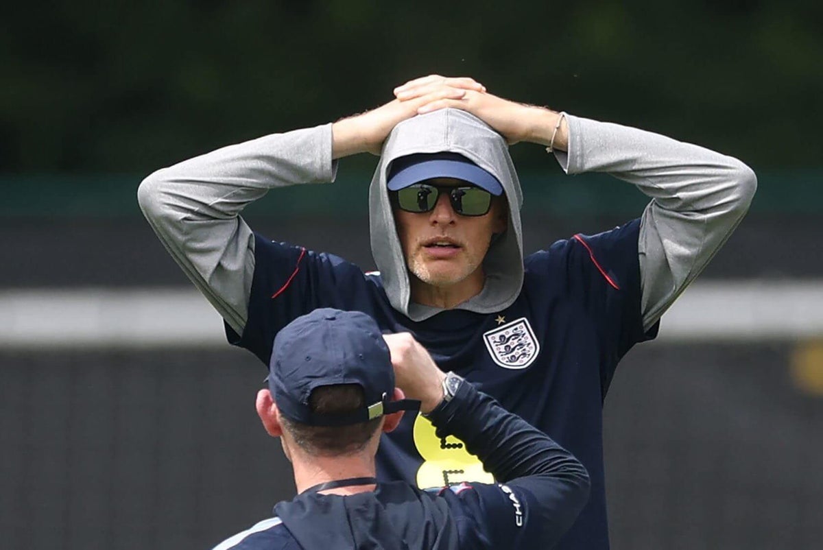 Thomas Tuchel, England national football team head coach, gestures during a press conference.