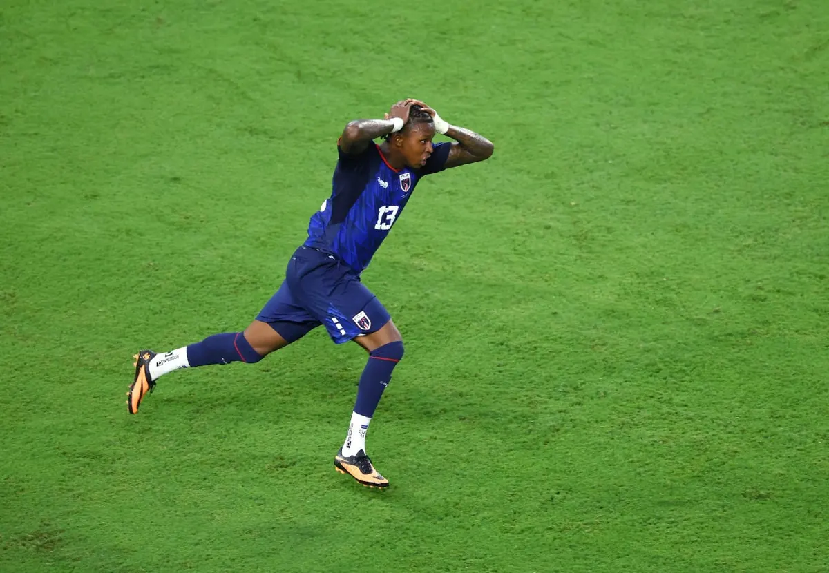 Cape Verde defender Sidny Lopes Cabral celebrates his goal against Argentina during the 2026 World Cup last-32 match