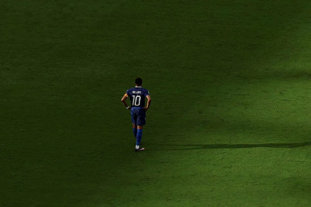 Kylian Mbappé celebrating a goal for France