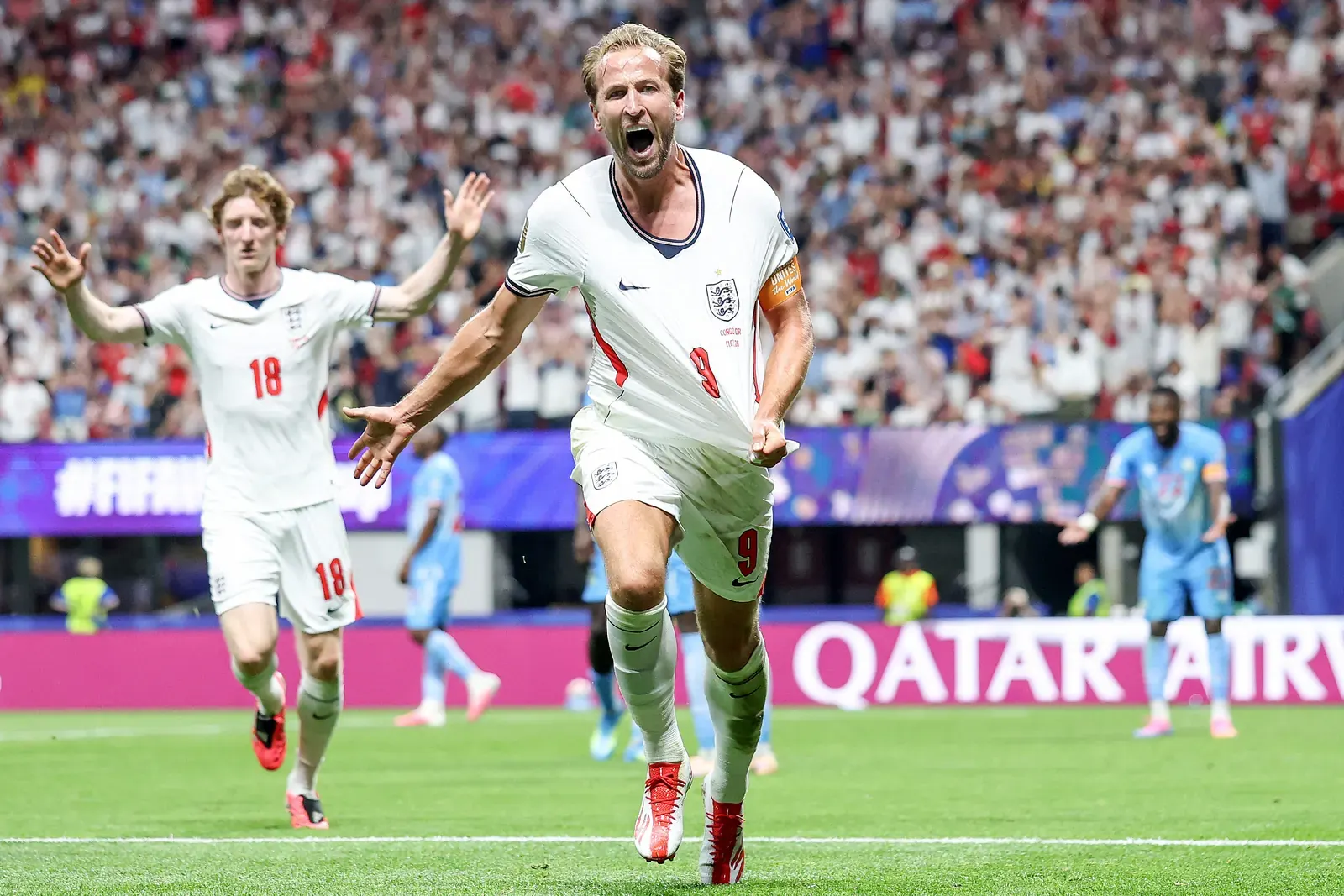 Harry Kane, England national football team captain, looking focused during a match.