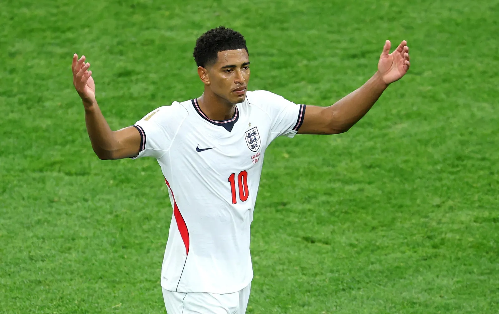 Jude Bellingham celebrates a goal for England during their FIFA World Cup match against Mexico.