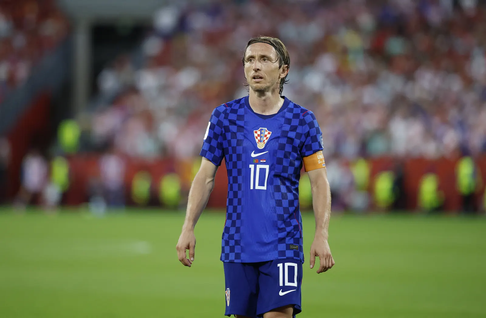 Luka Modric in action during an international football match for Croatia.