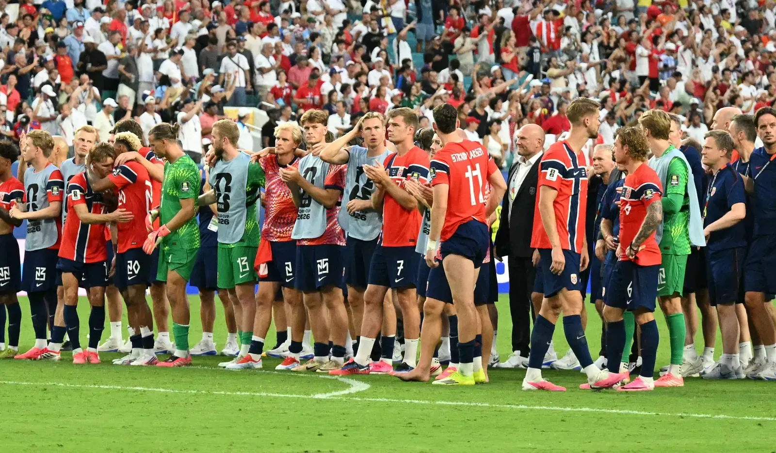 A Norway national football team player celebrates during a FIFA World Cup 2026 match.